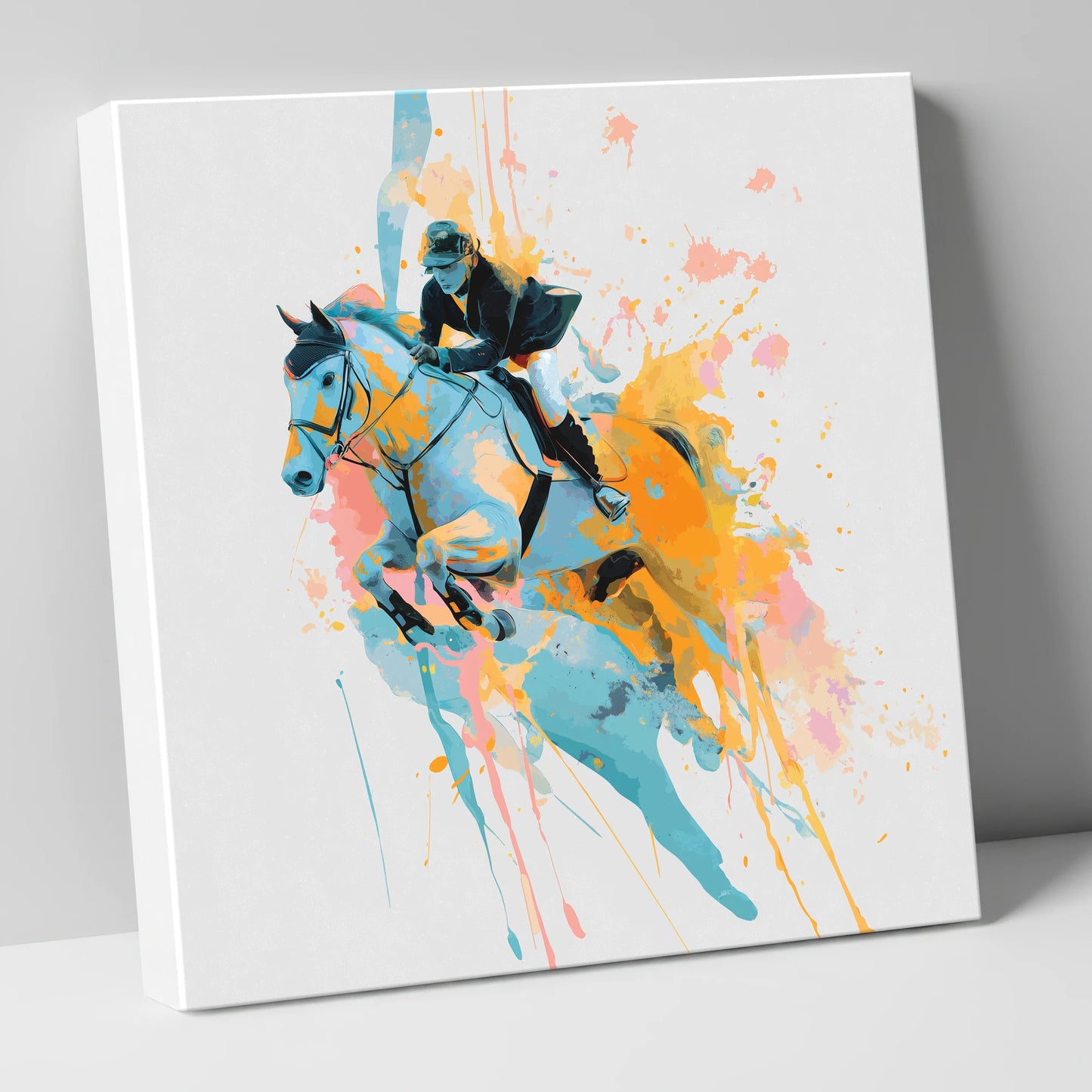 Airborne In Colour show jumping horse canvas wall art