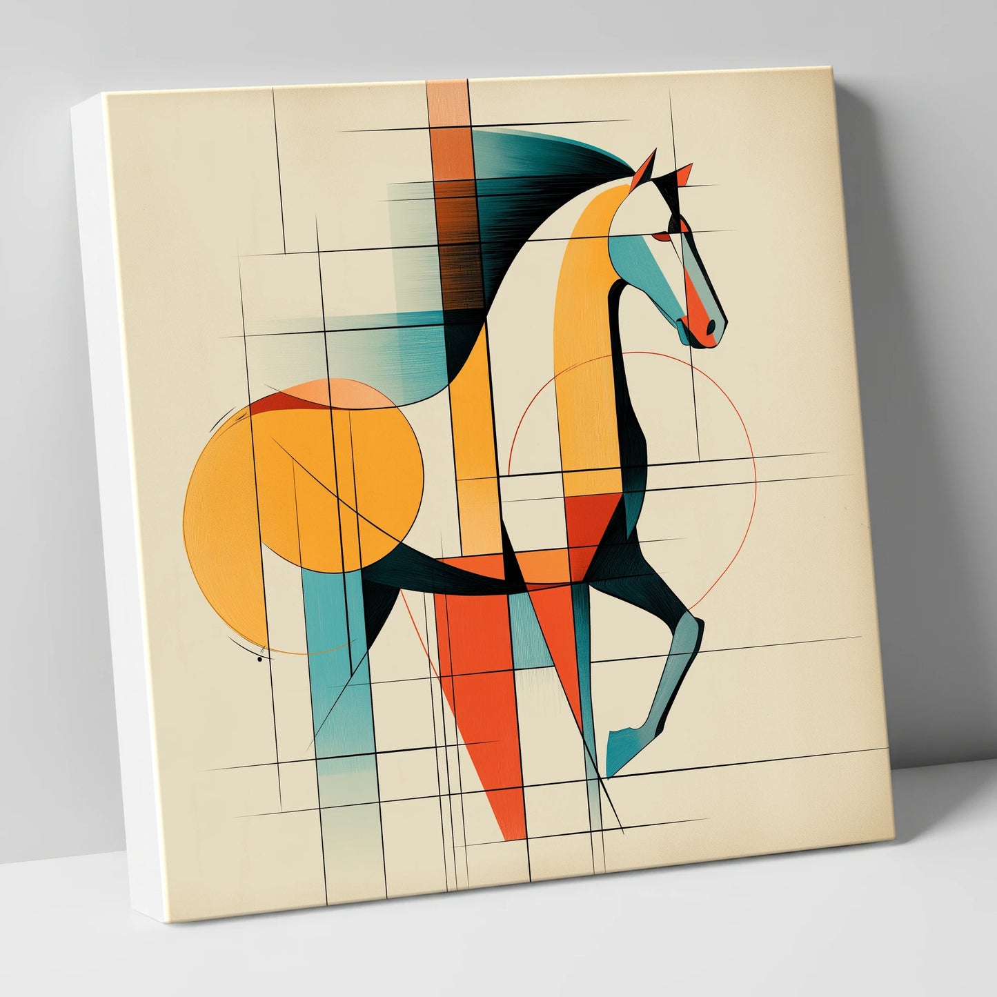 Geometric Equine Profile horse portrait canvas wall art