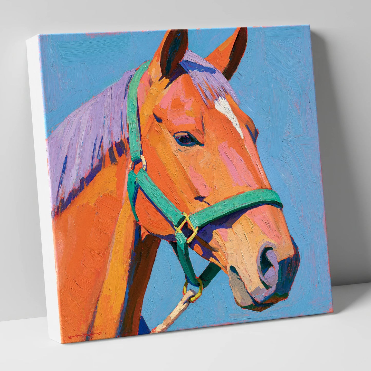 Colourful Chestnut Horse Portrait horse breed canvas wall art