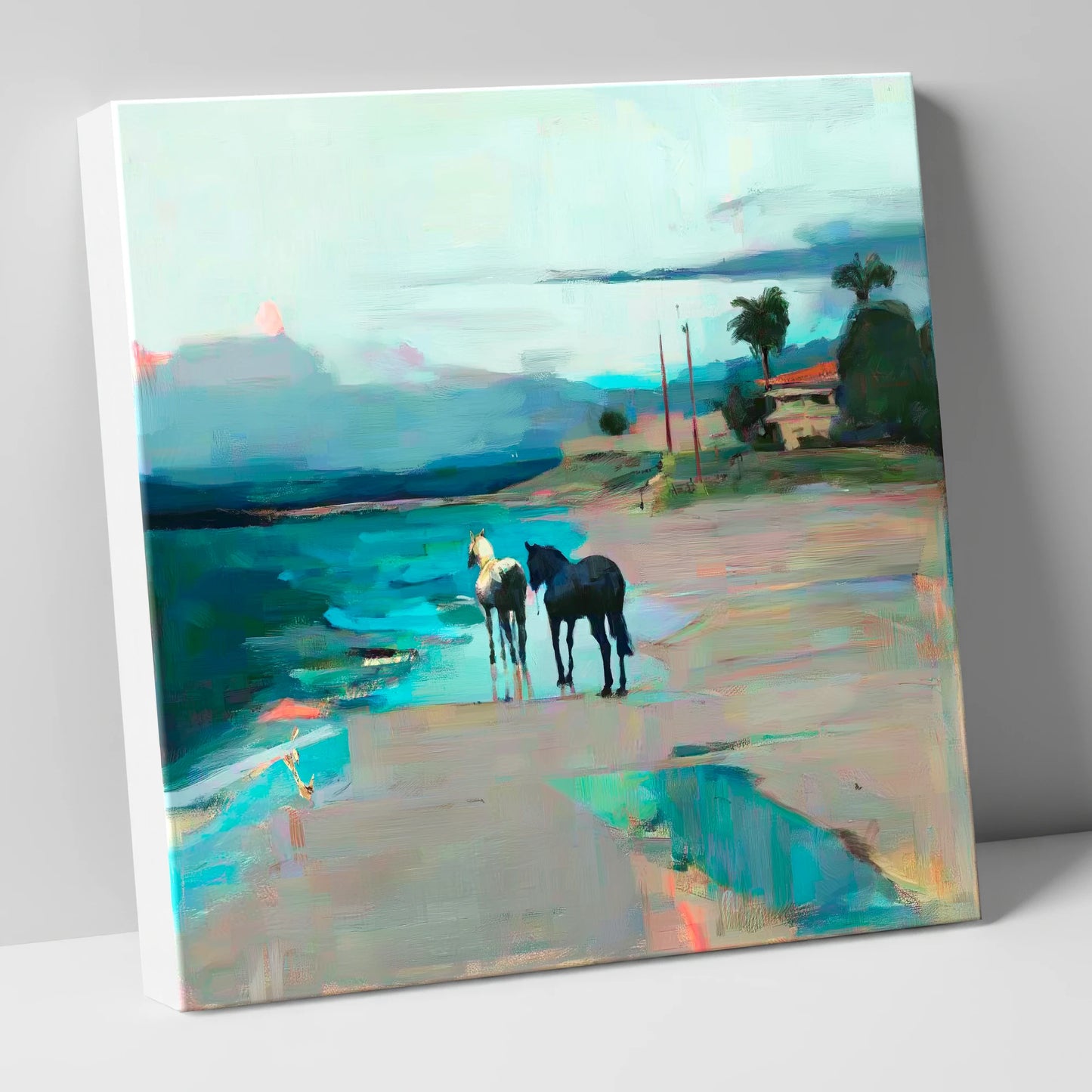 Dusk on the Shoreline horse landscape canvas wall art