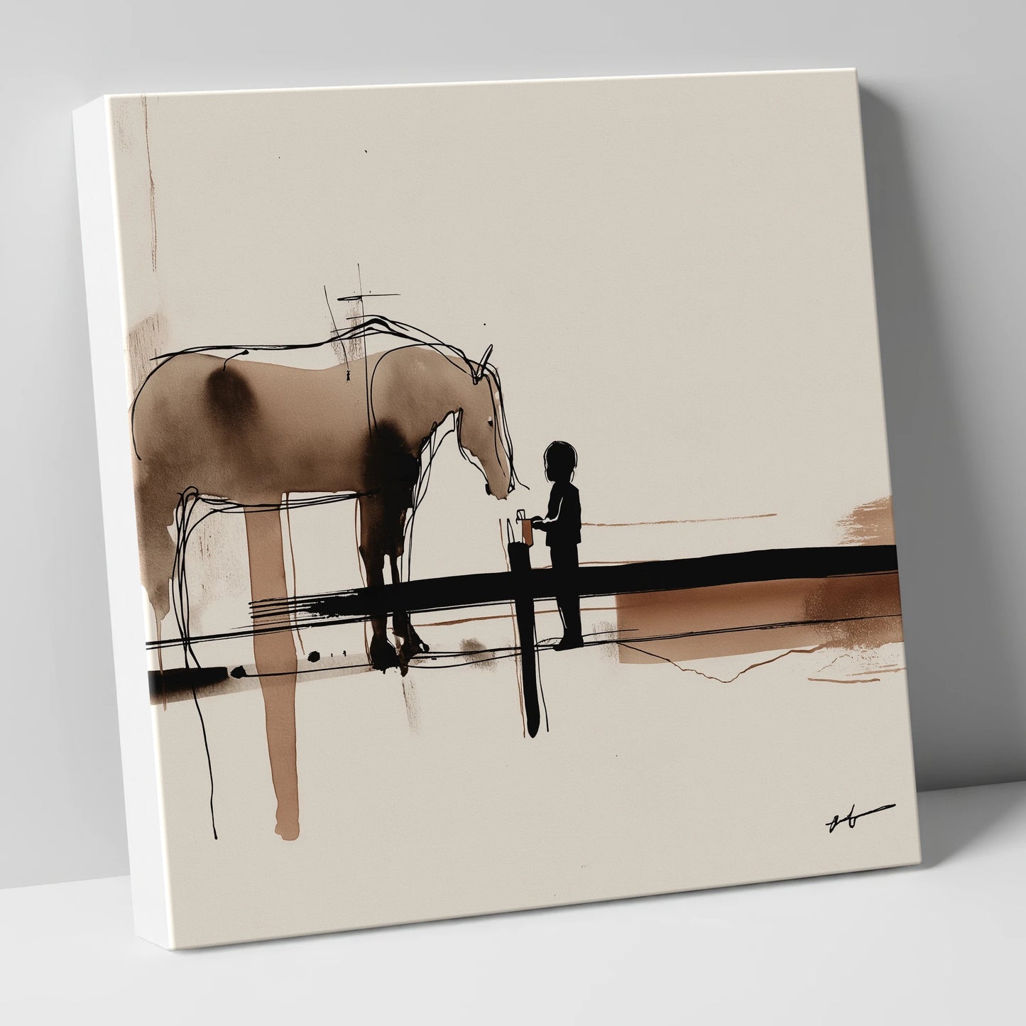 A Gentle Encounter horse & rider canvas wall art