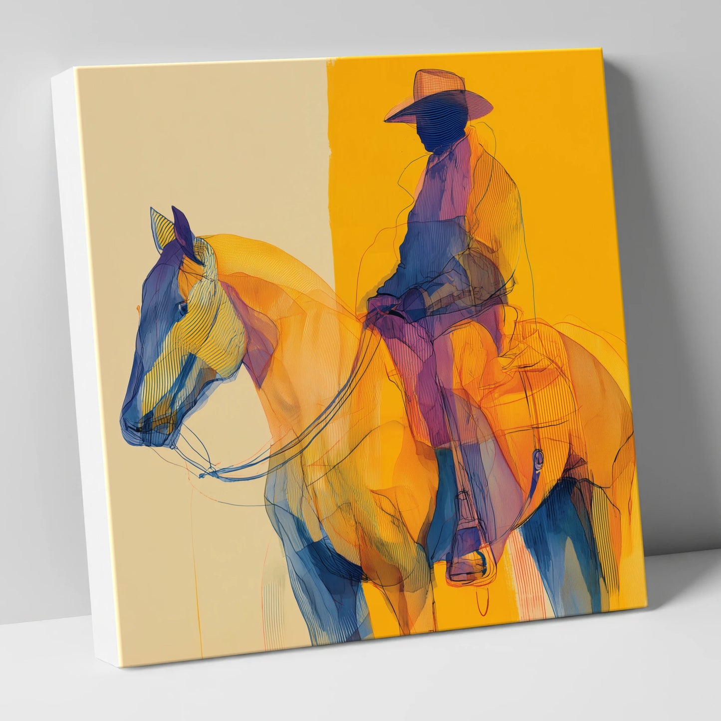 Vivid Western Contours western horse canvas wall art