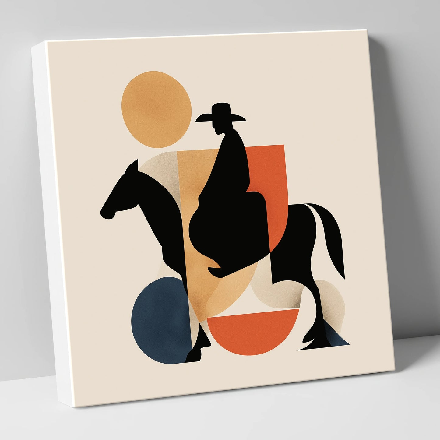 Geometric Western Rider western horse canvas wall art