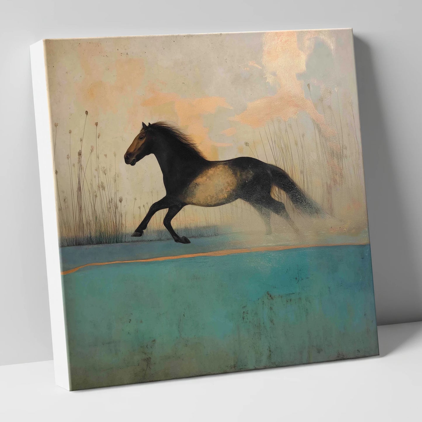 Gilded Horizon Canter horse landscape canvas wall art