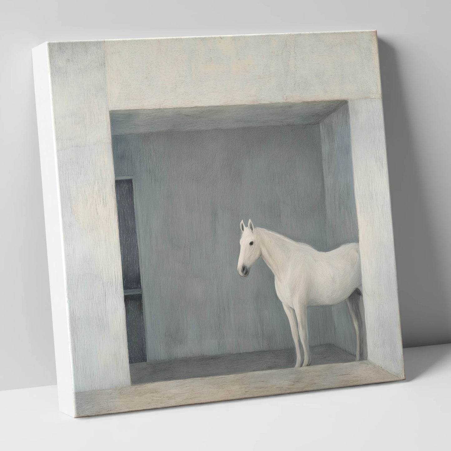 The Quiet Stall horse stable canvas wall art