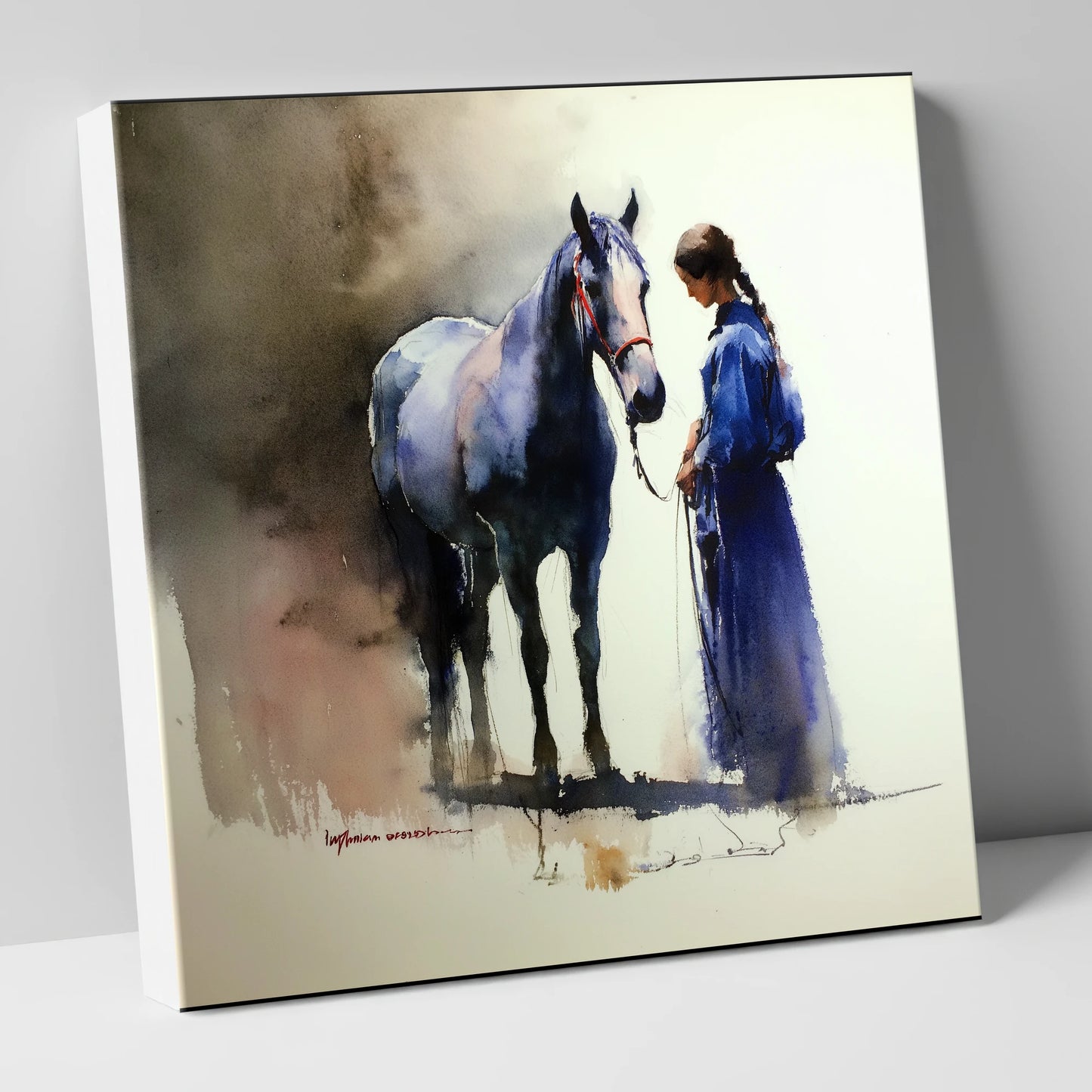 The Silent Bond horse & rider canvas wall art