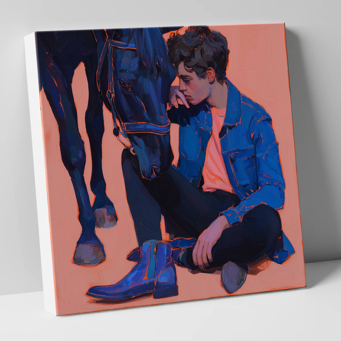 The Indigo Bond horse & rider canvas wall art