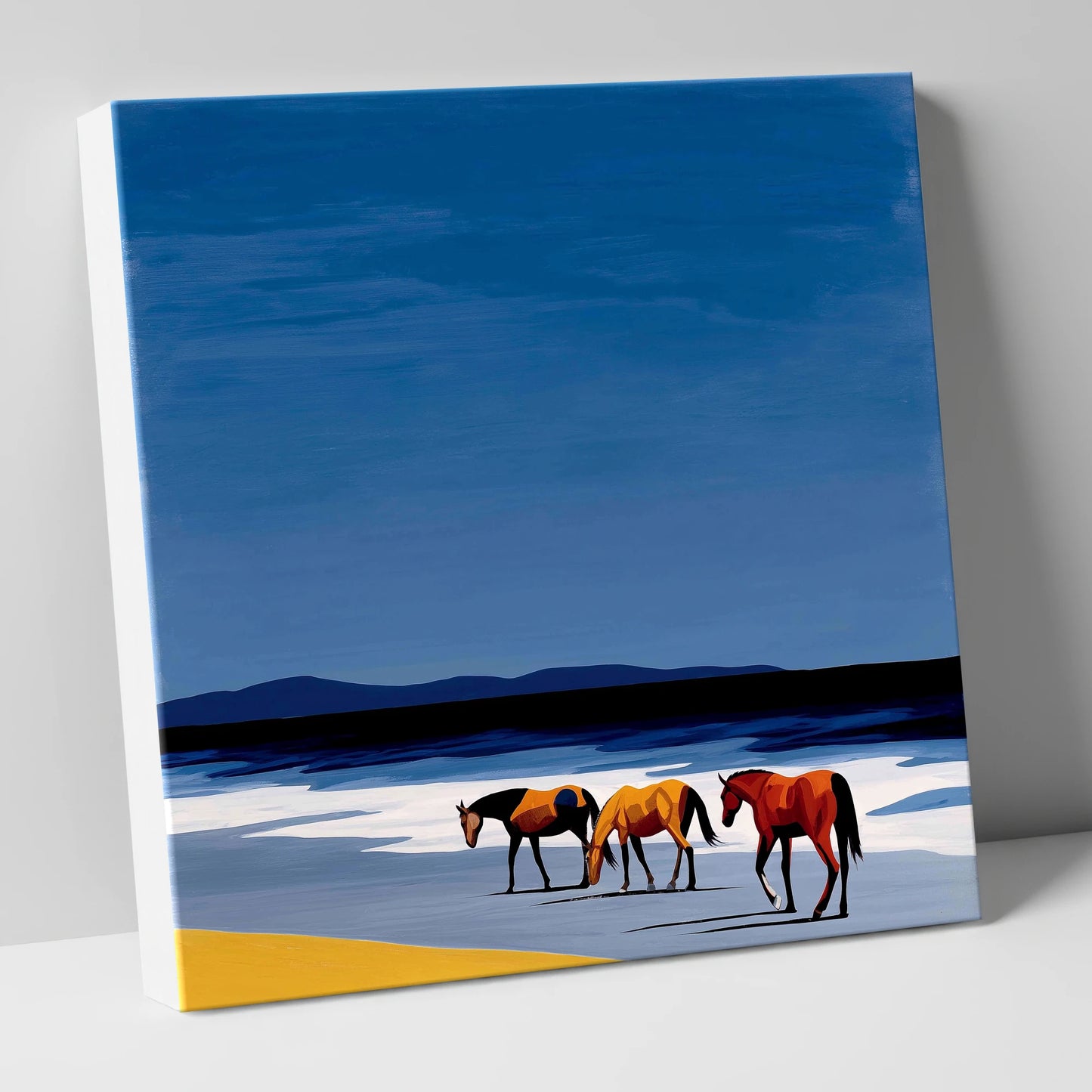 Azure Shoreline Trio horse landscape canvas wall art