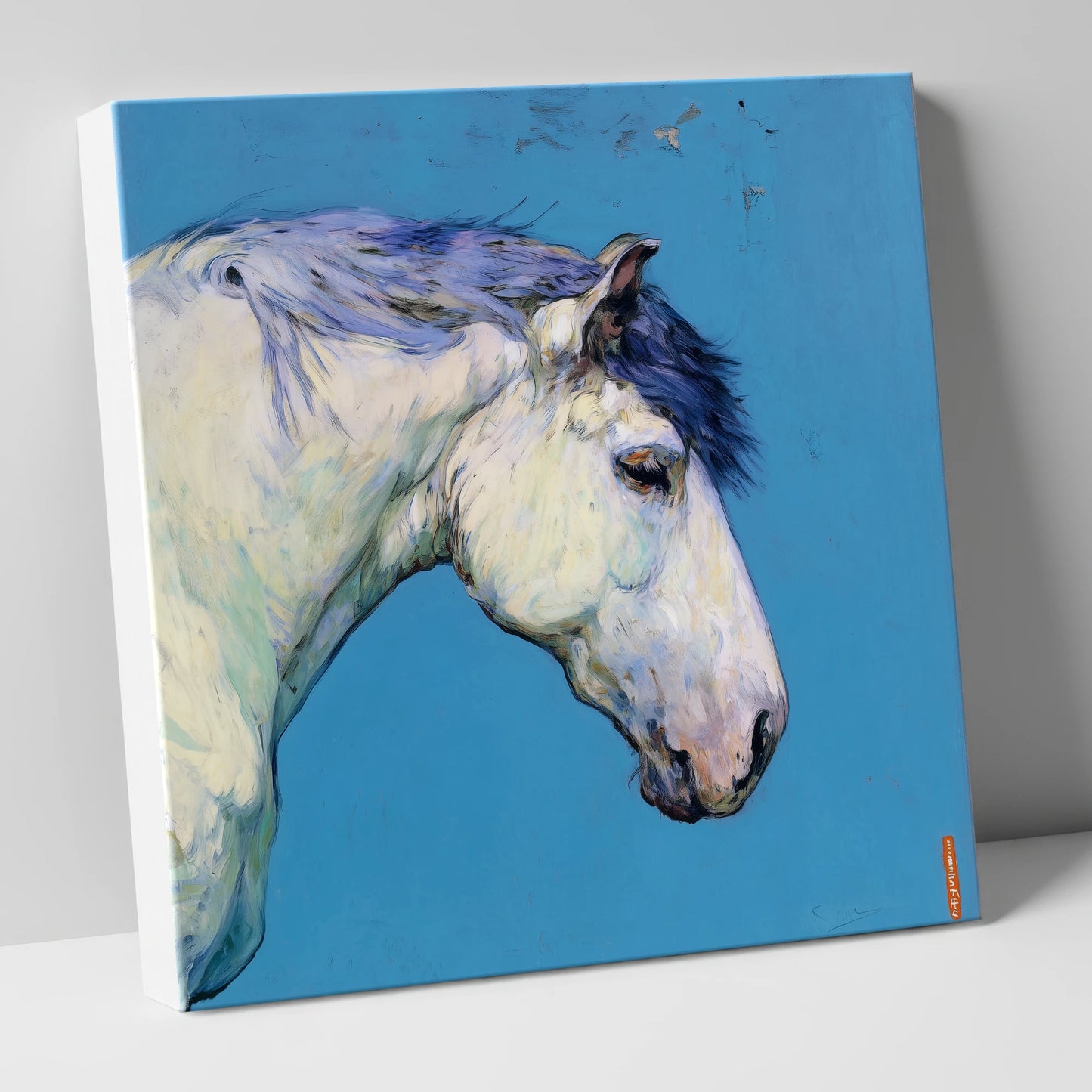 The Azure Grey horse portrait canvas wall art