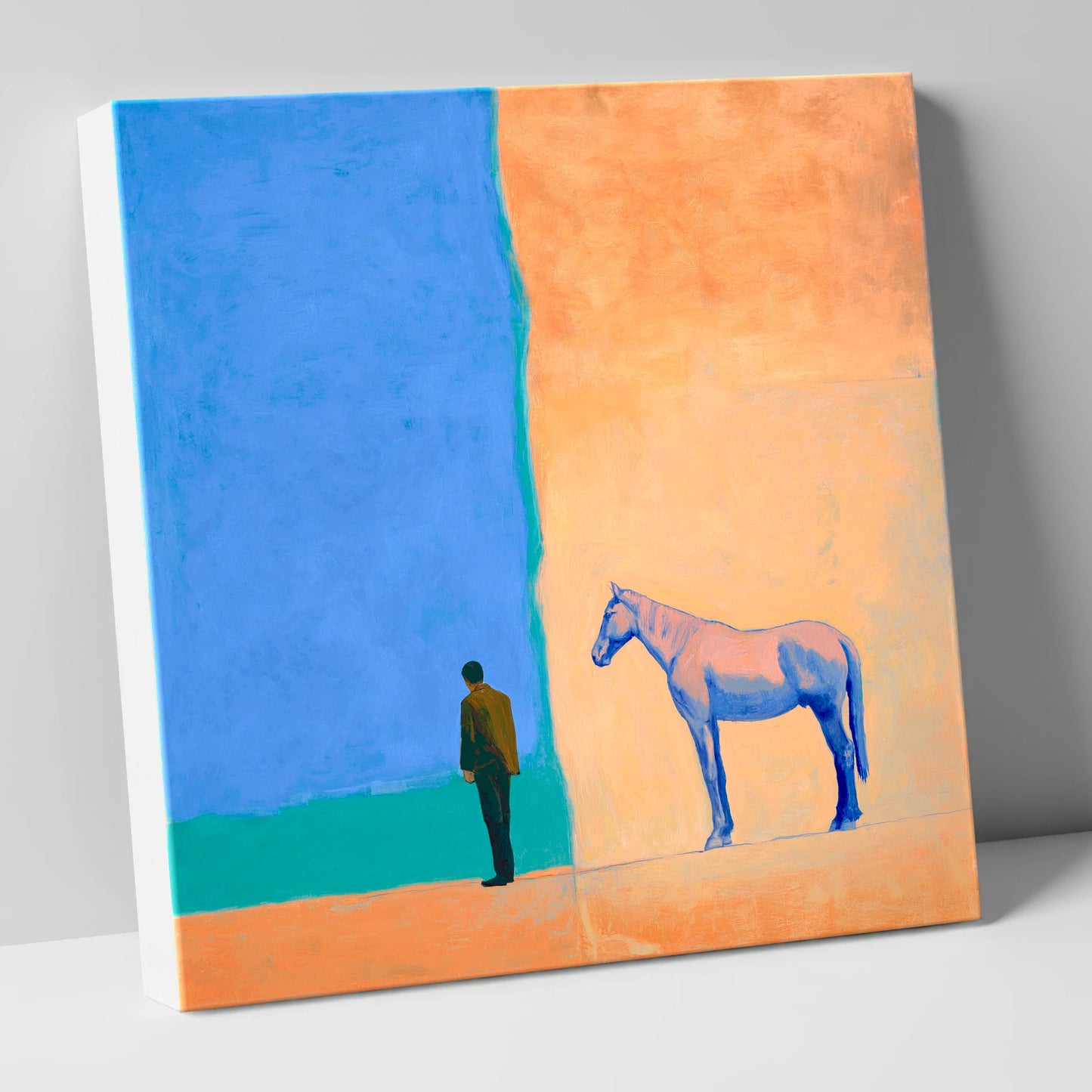 Between Blue and Sand horse & rider canvas wall art