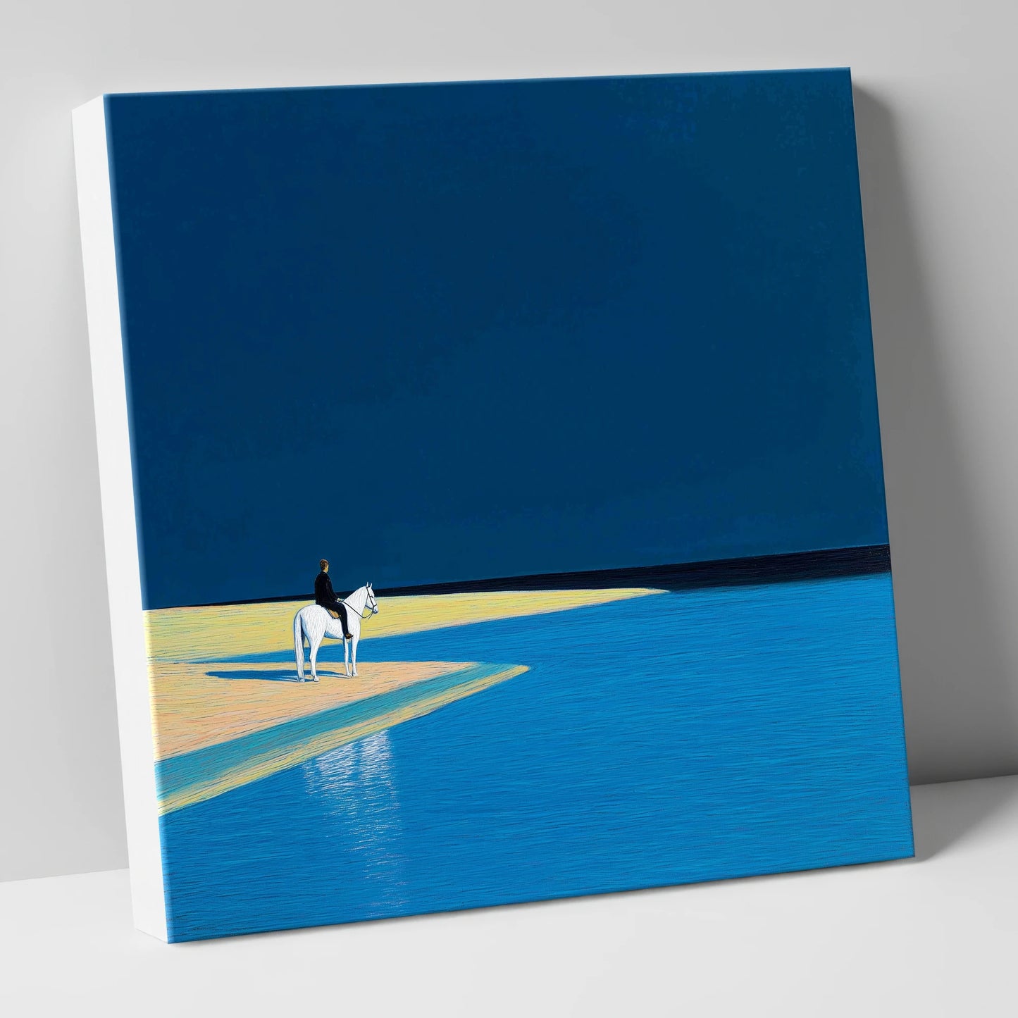 Edge of the Azure beach horse canvas wall art