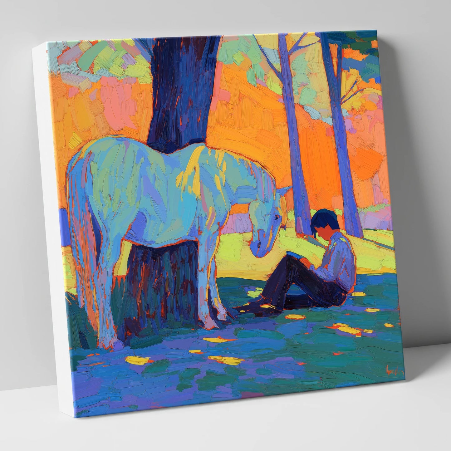 Shared Solitude horse & rider canvas wall art