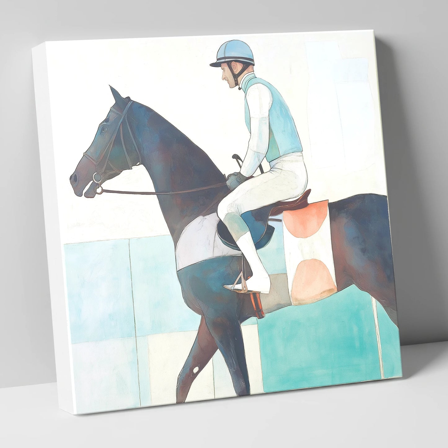 Aquamarine Stride racing horse canvas wall art