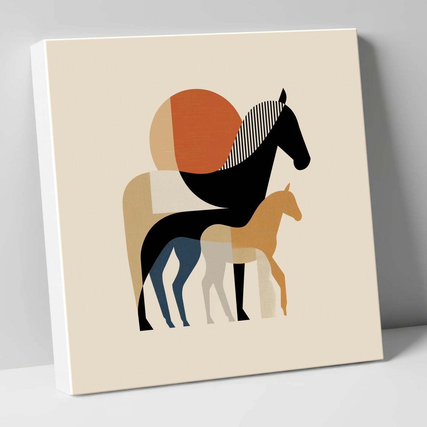 Geometric Equine Bond mare & foal canvas wall art