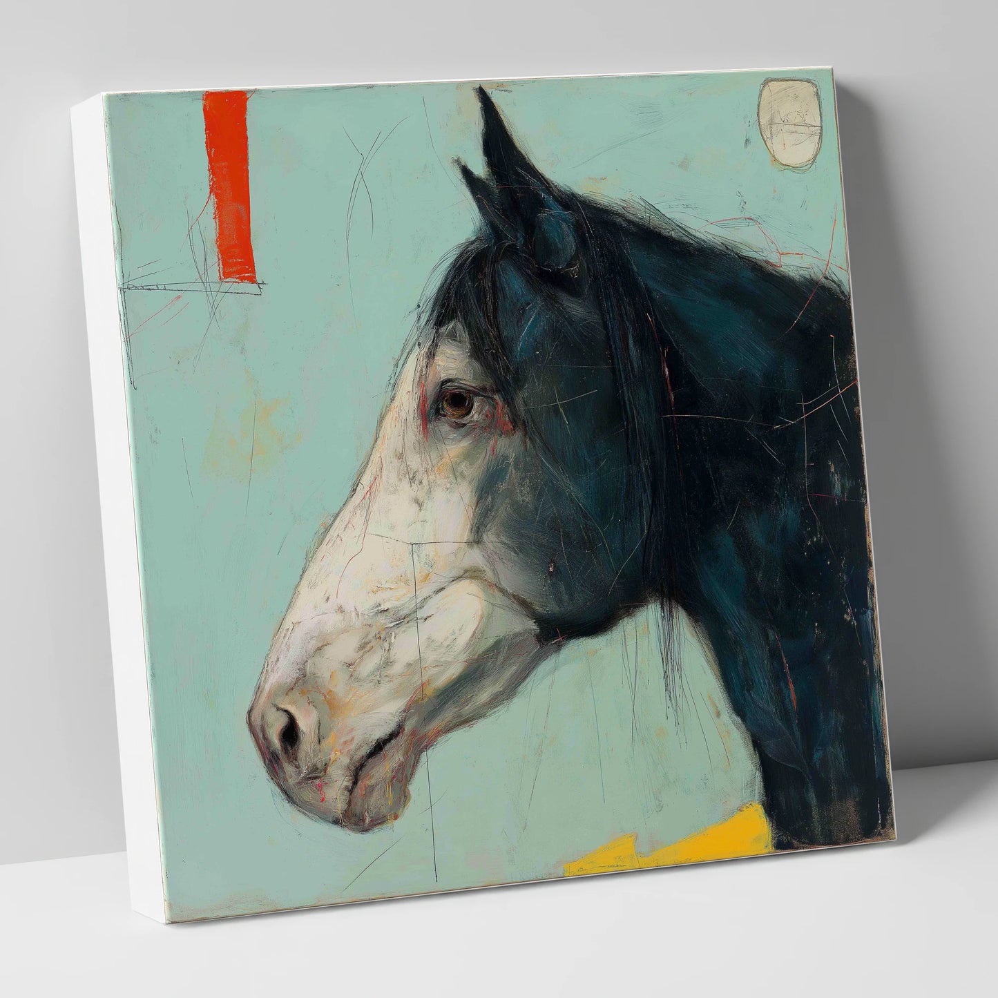 Abstract Equine Profile horse portrait canvas wall art