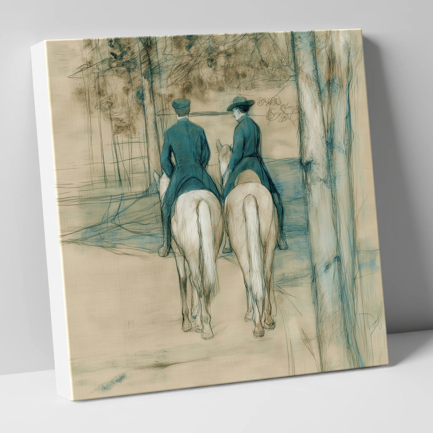 The Woodland Hack horse & rider canvas wall art