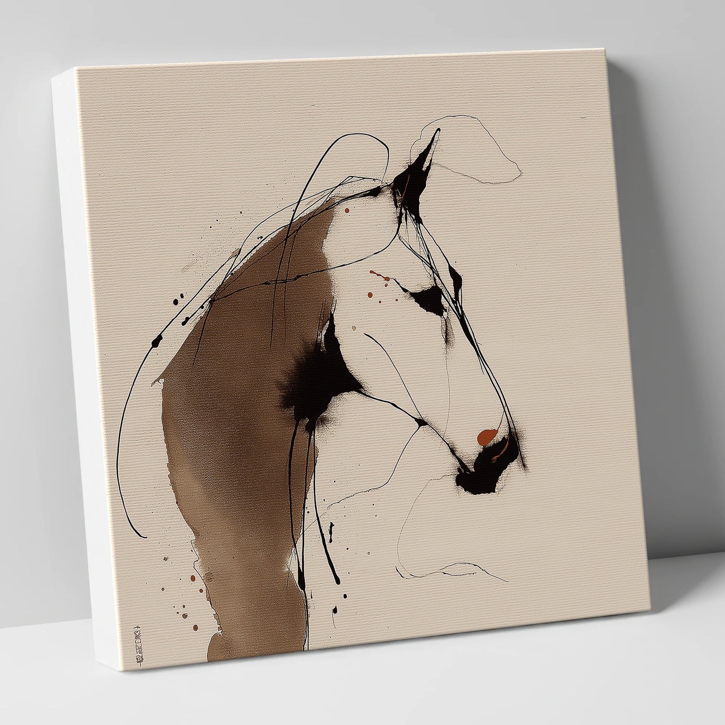 Fluid Sepia Profile horse portrait canvas wall art