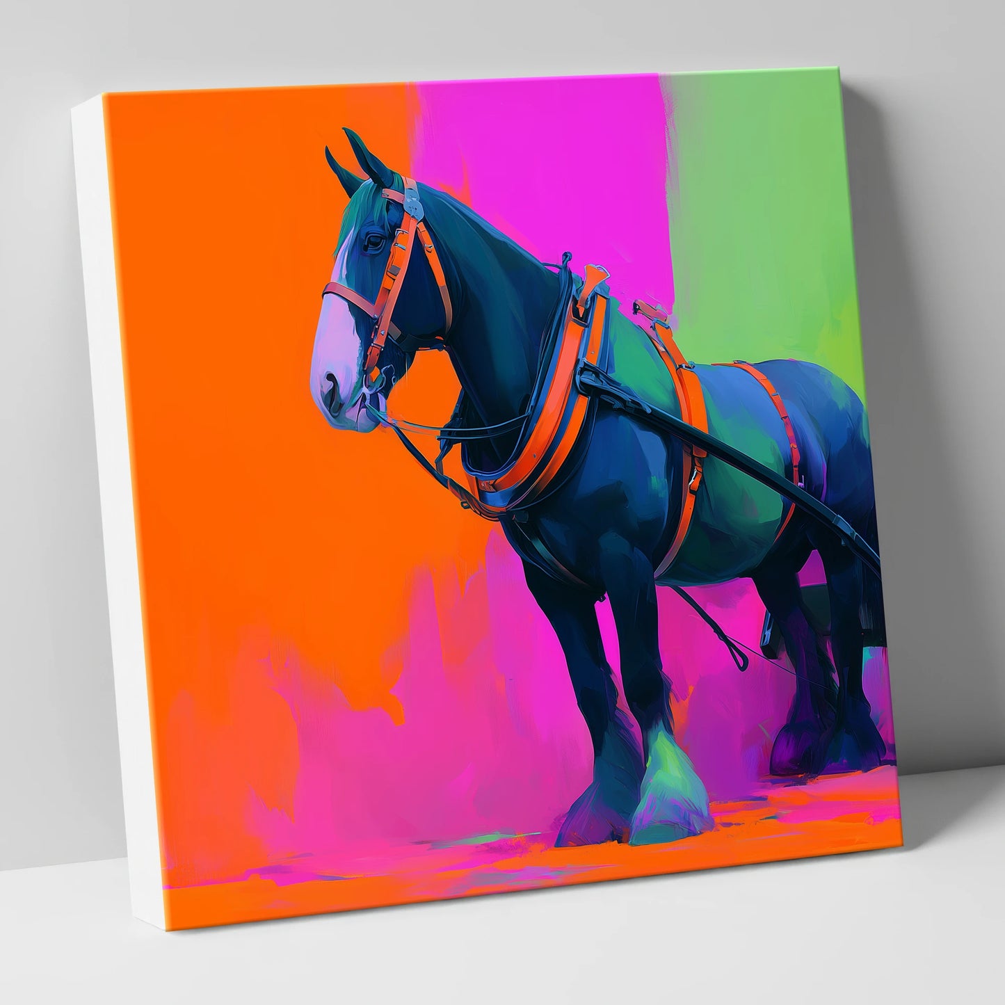 Neon Heavy Horse working horse canvas wall art