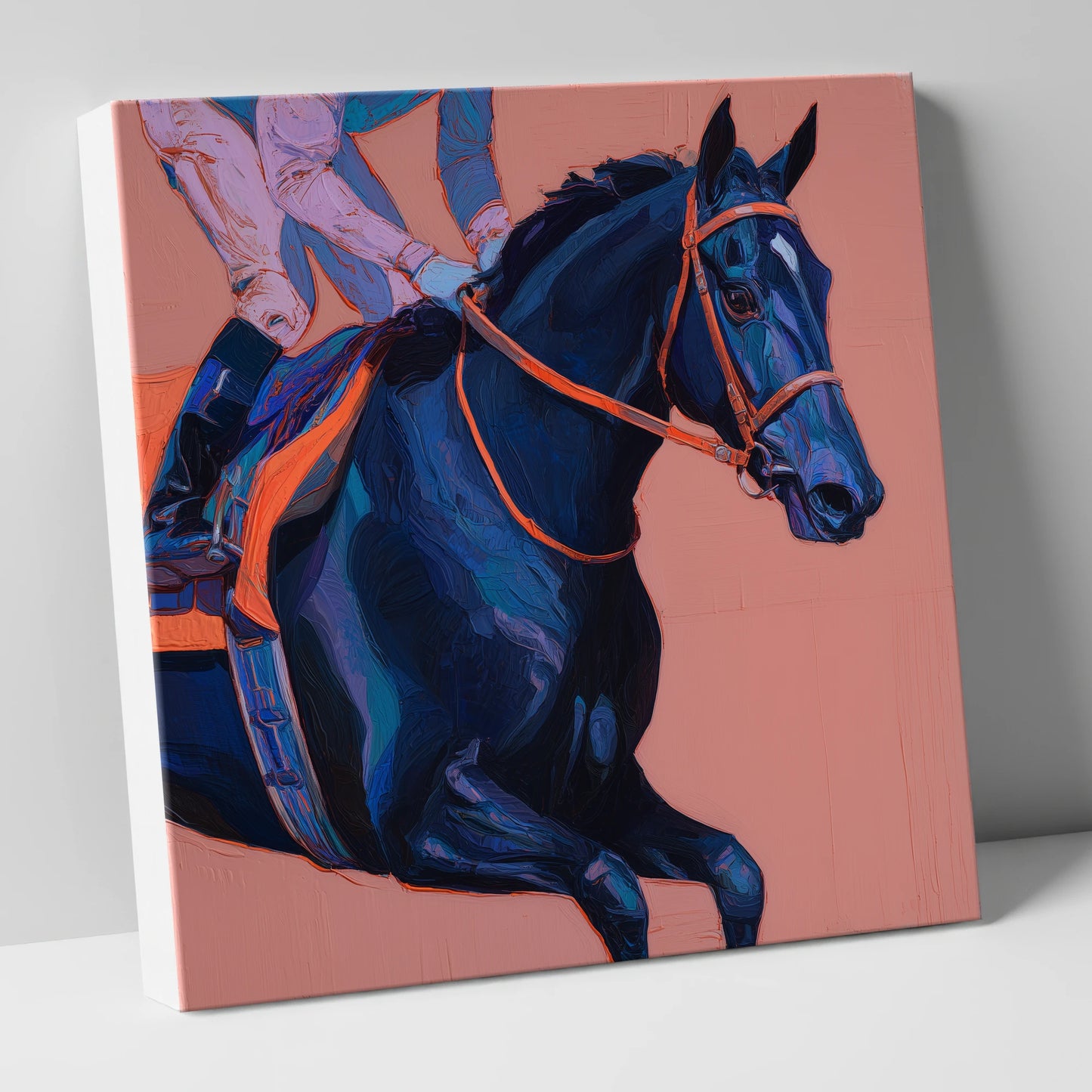 Indigo Rush racing horse canvas wall art
