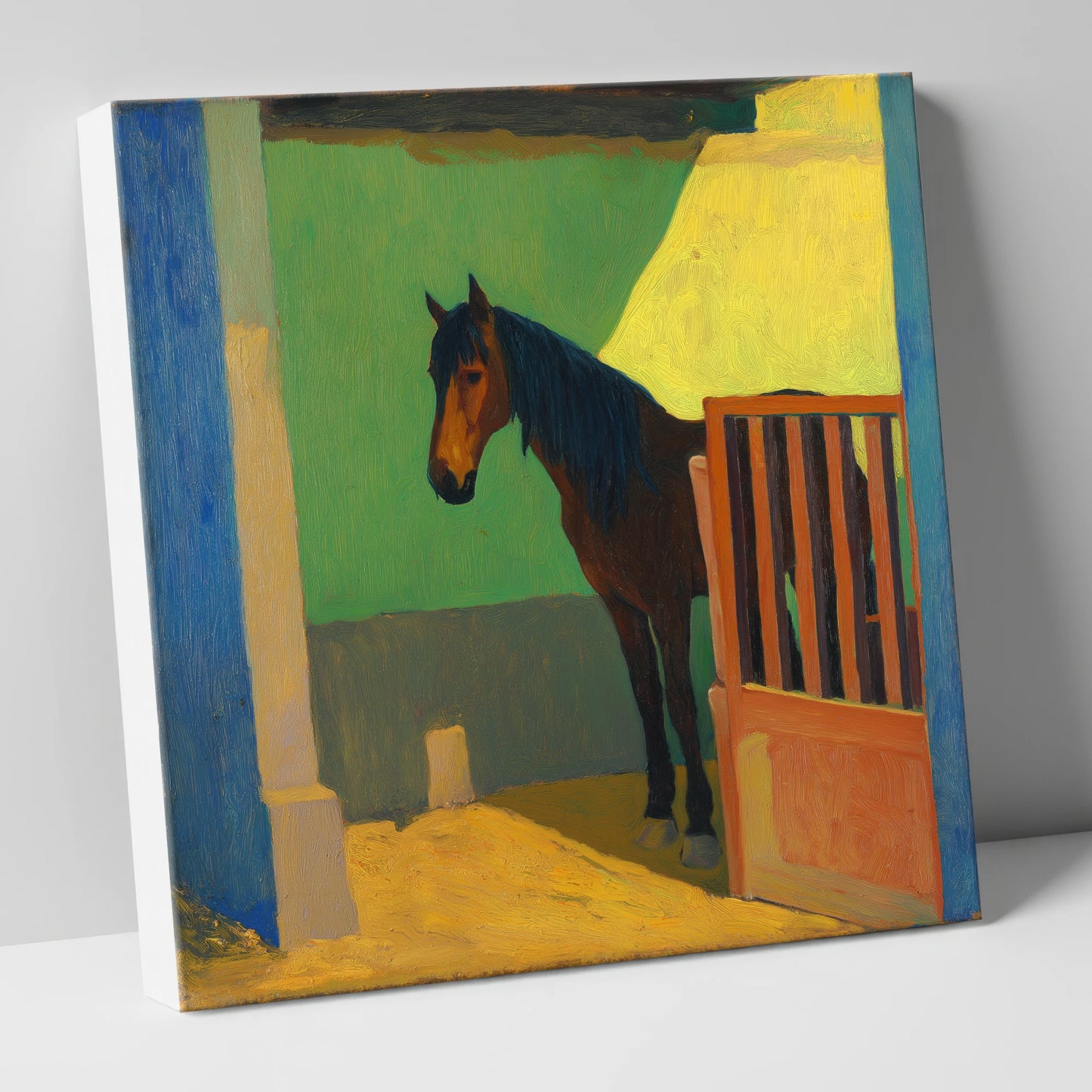 Vibrant Stable Light horse stable canvas wall art