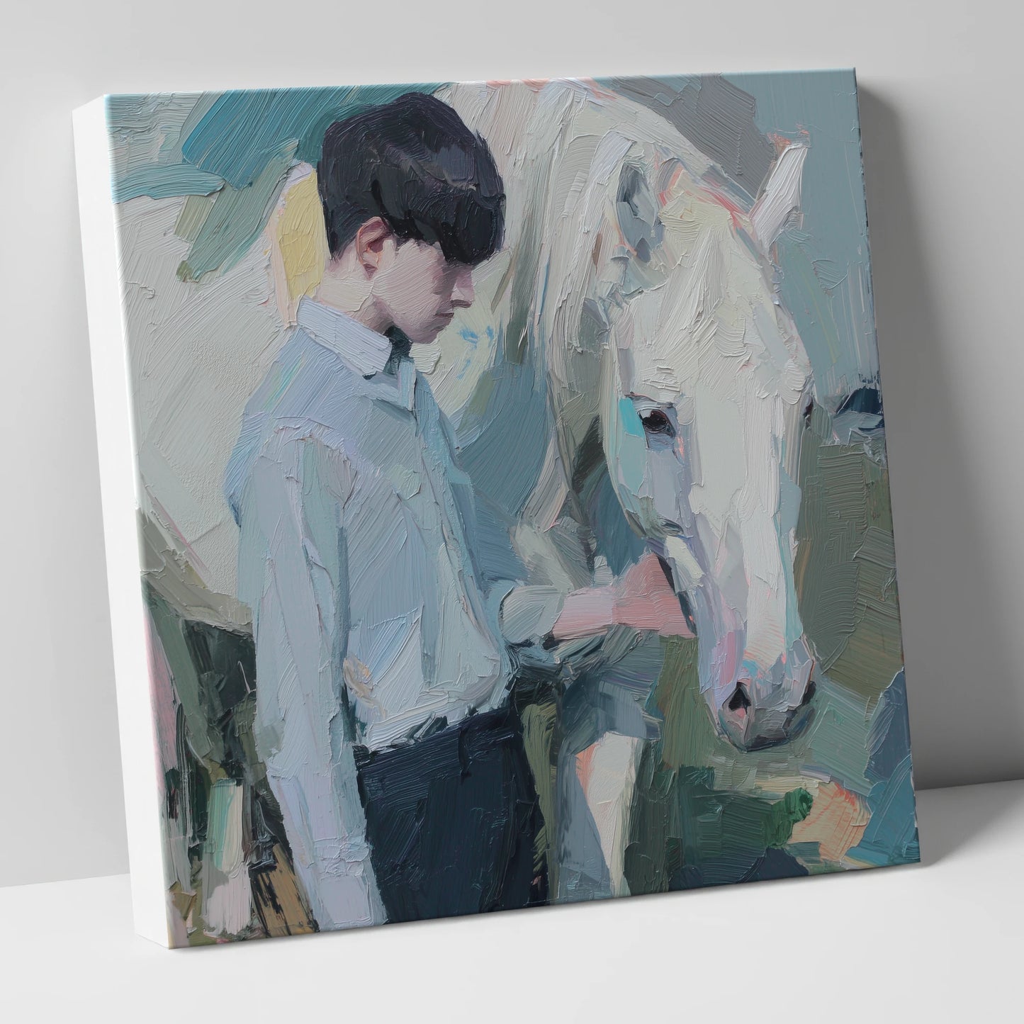 The Quiet Bond horse & rider canvas wall art