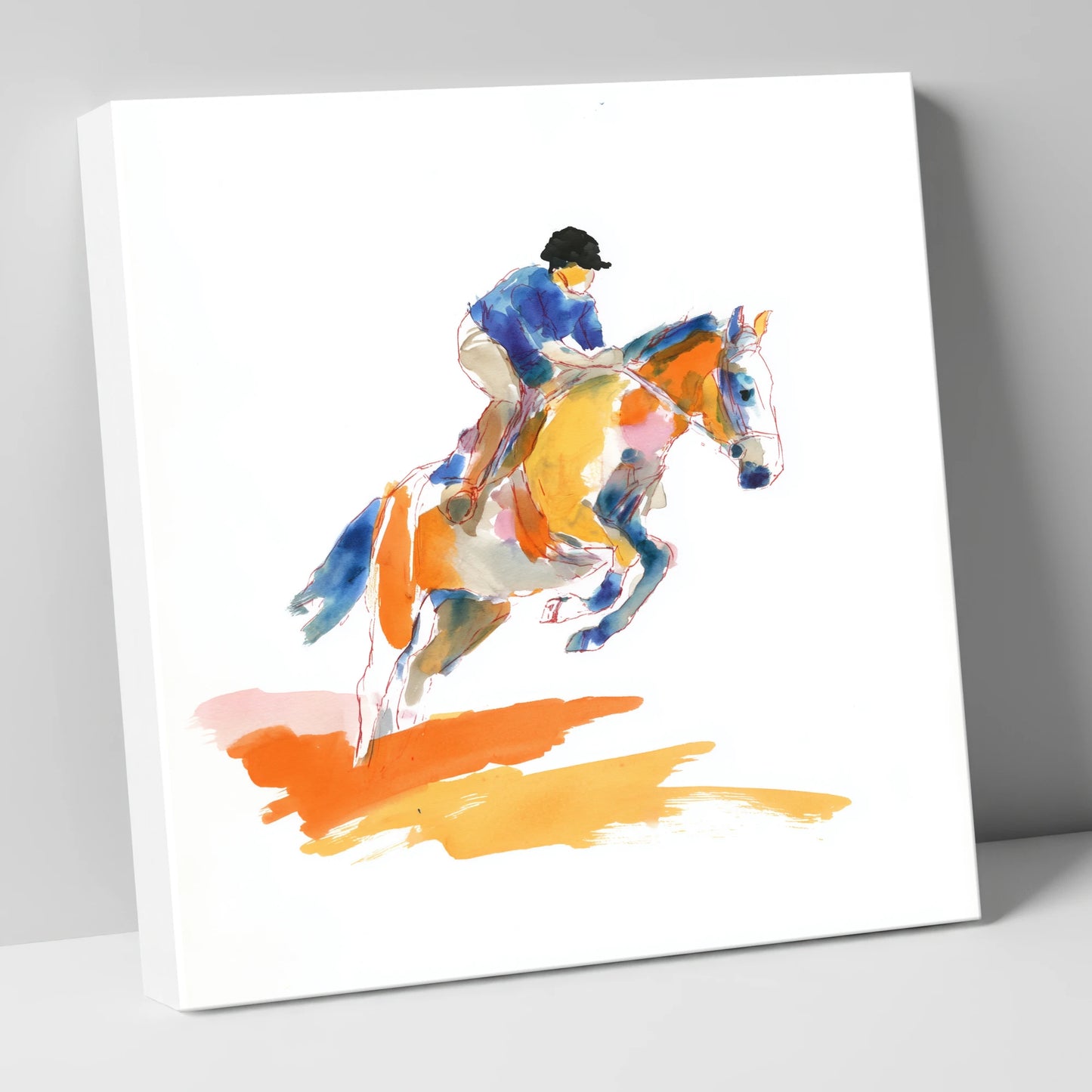 Vibrant Flight show jumping horse canvas wall art