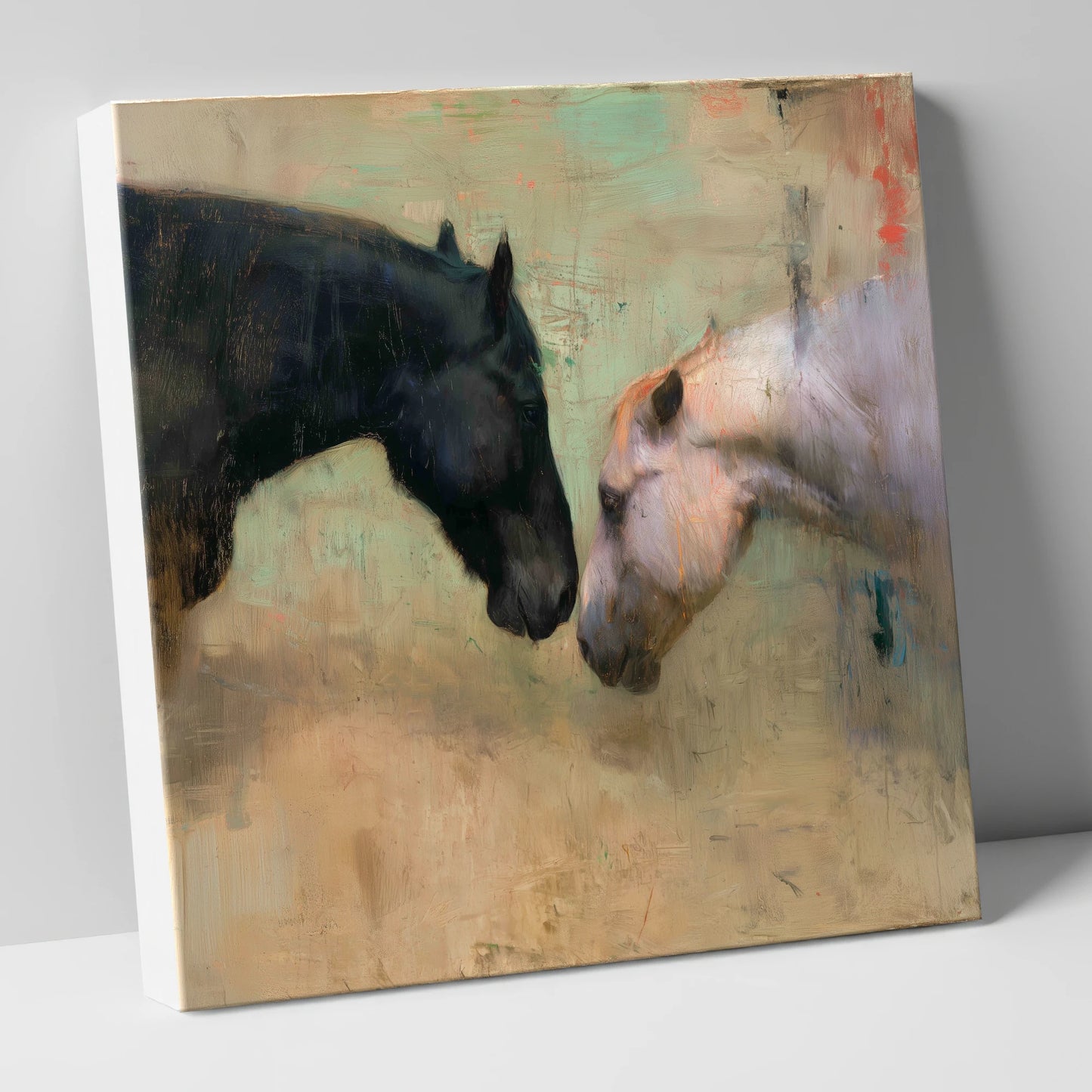Silent Greeting horse portrait canvas wall art