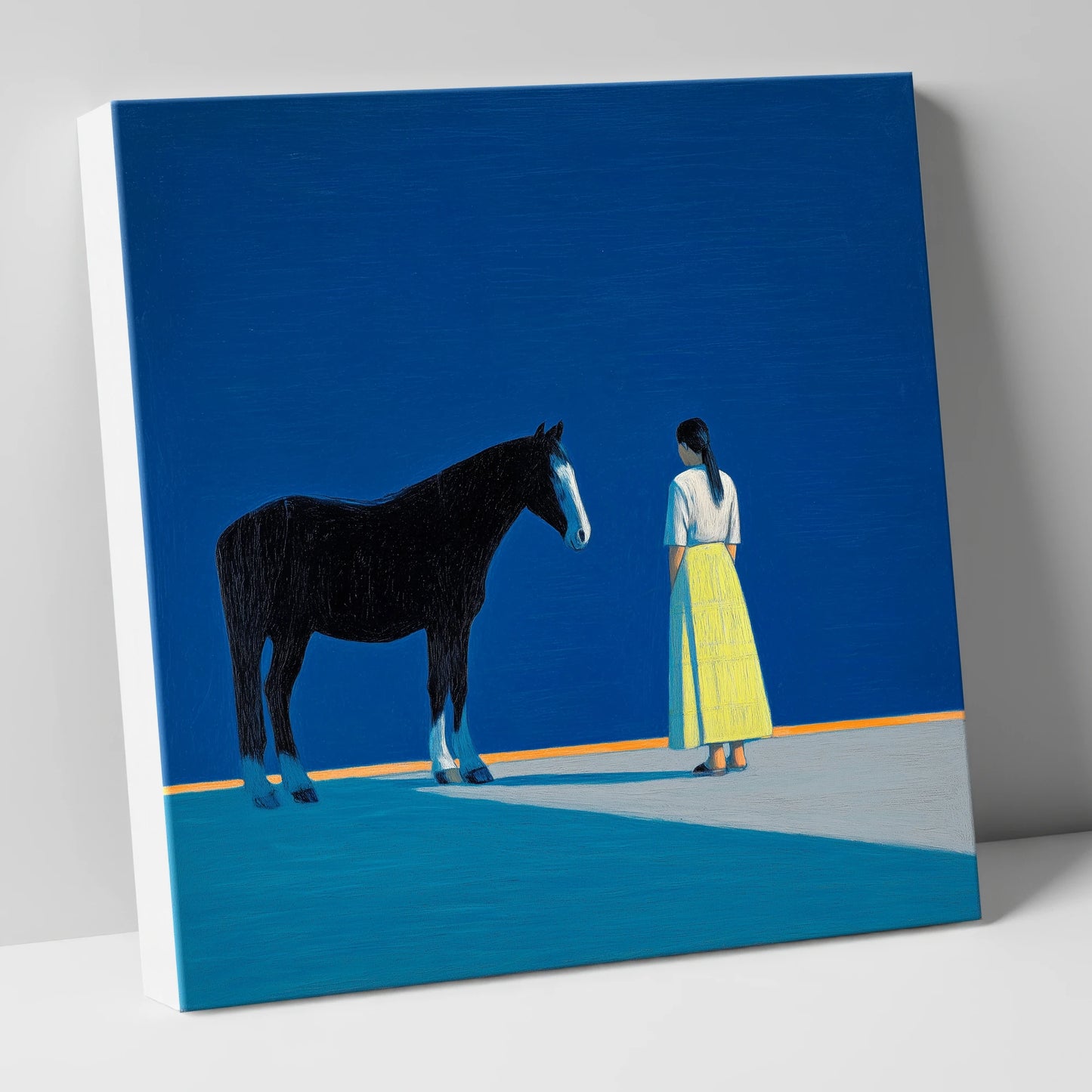 The Meeting Place horse & rider canvas wall art