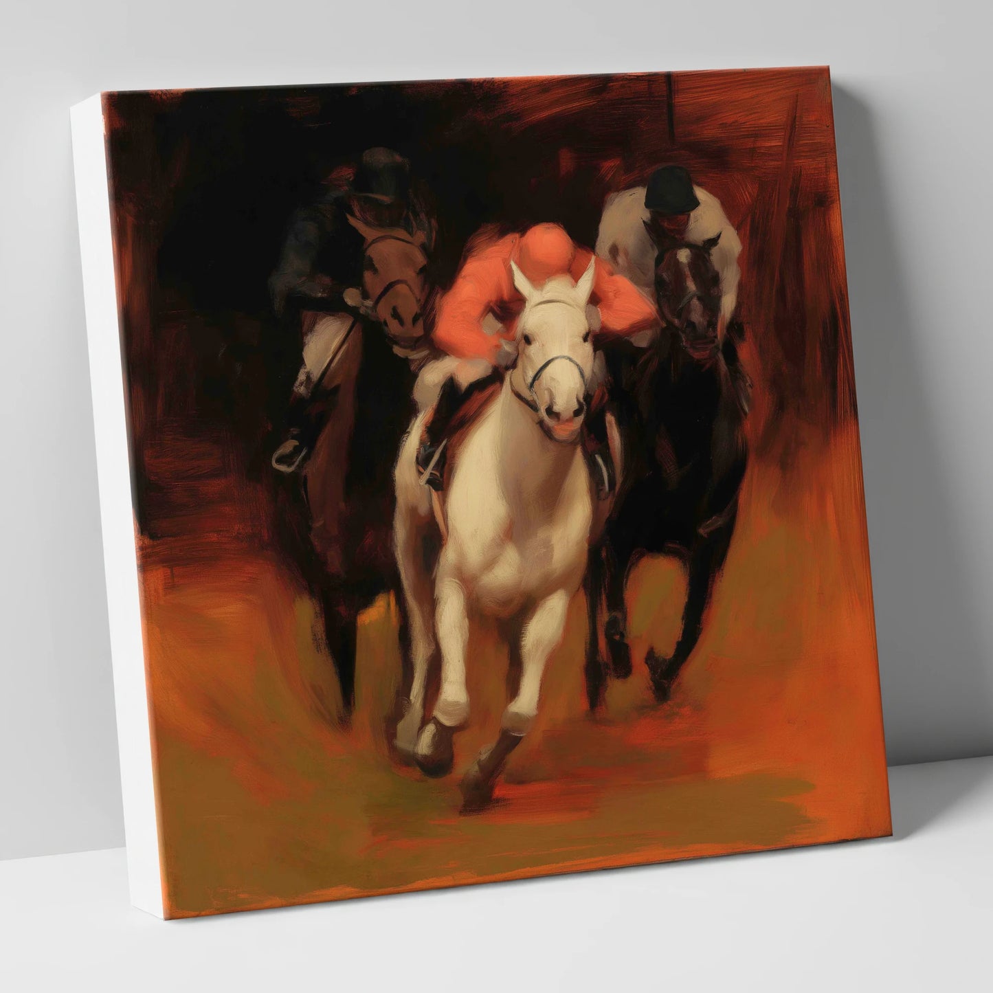 Breaking from the Pack racing horse canvas wall art