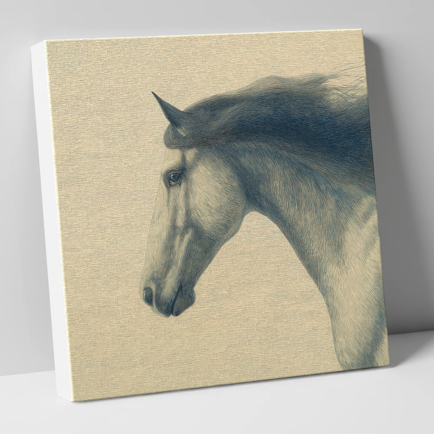 The Slate Blue Stallion horse breed canvas wall art