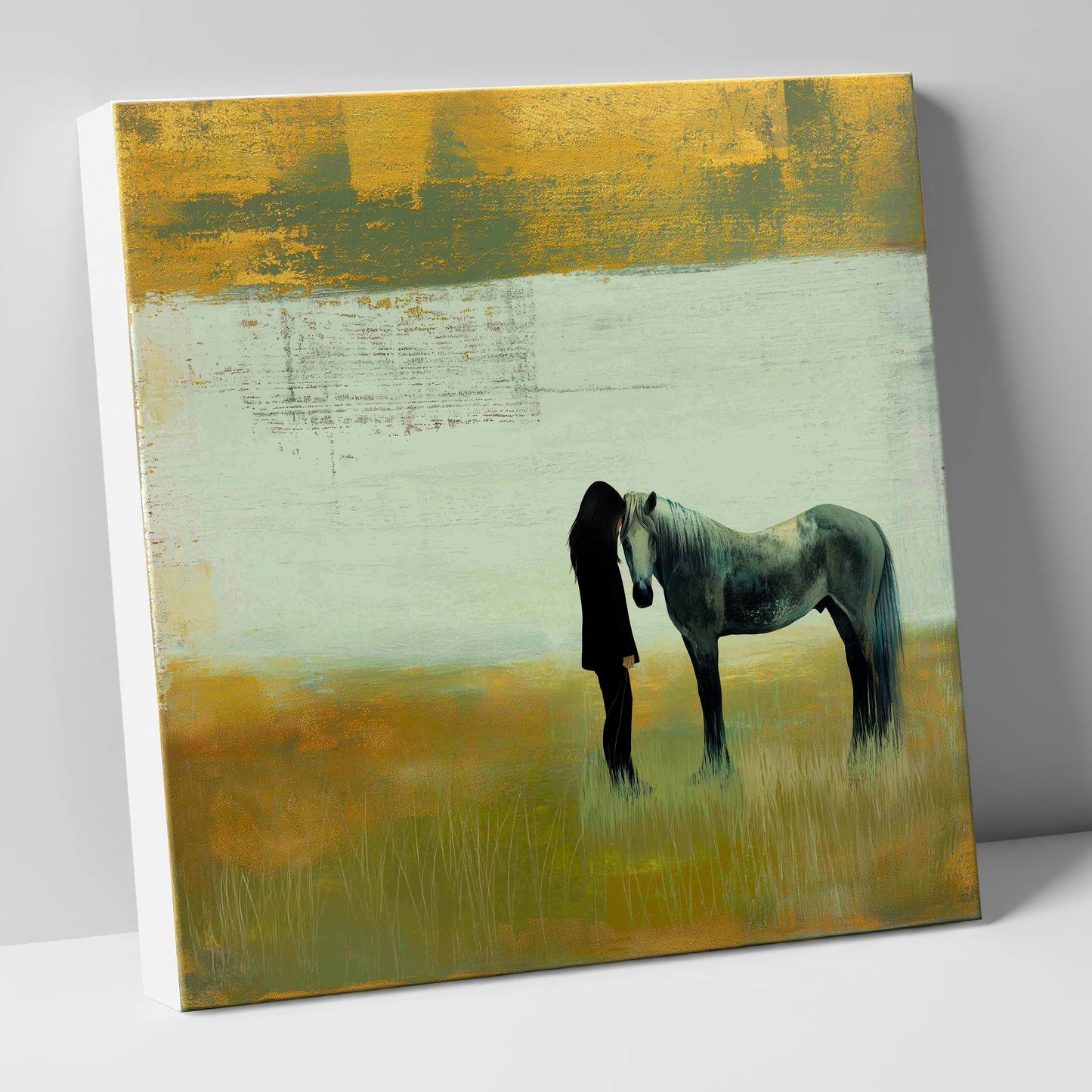 The Quiet Bond horse & rider canvas wall art