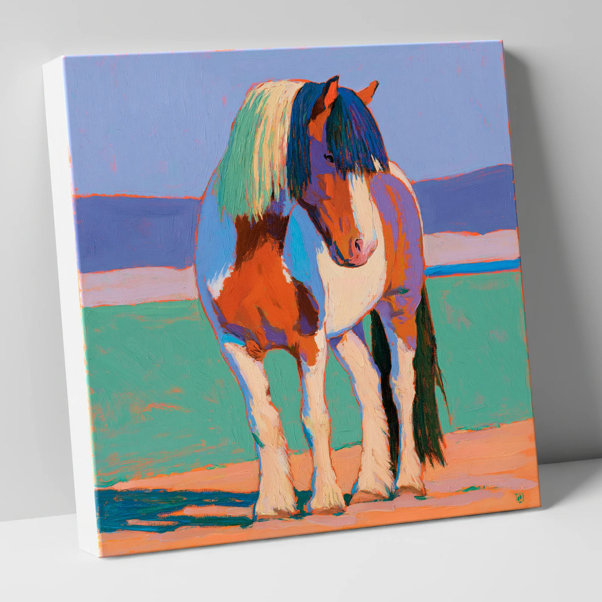 Vibrant Coloured Cob Portrait horse breed canvas wall art