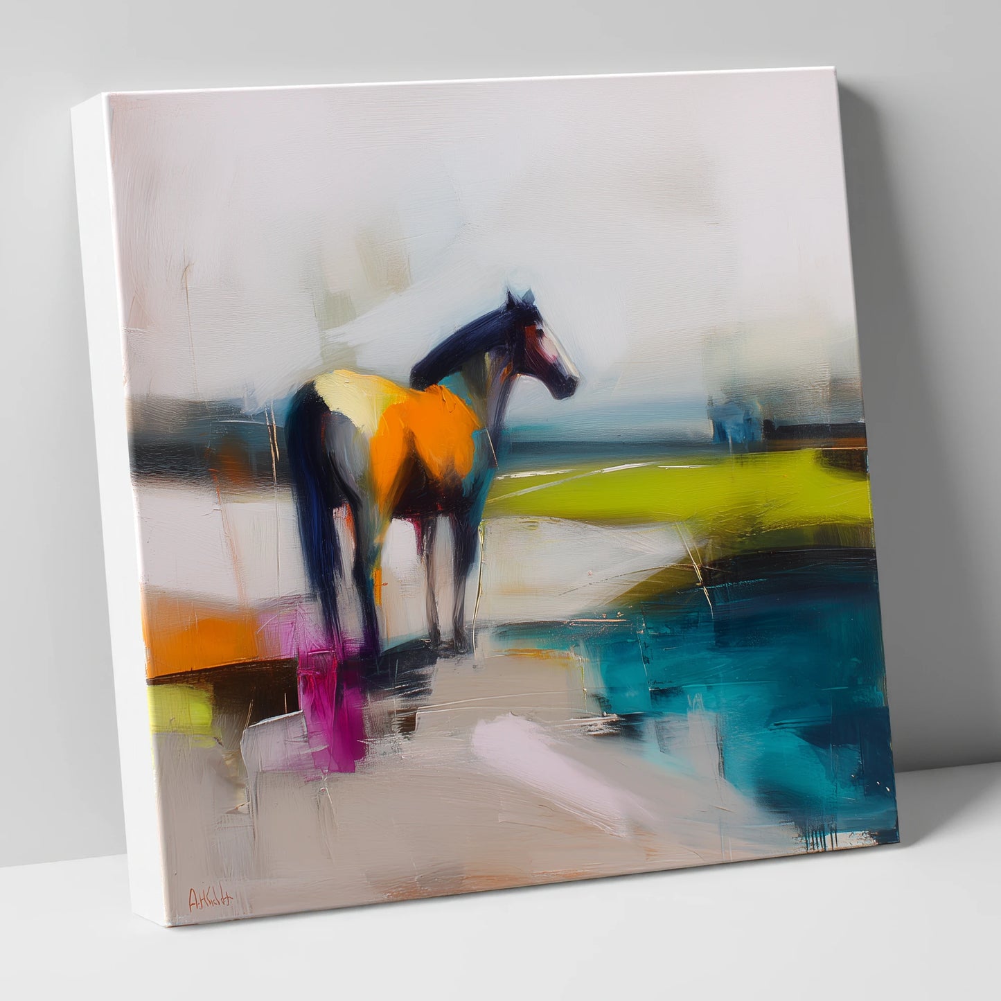 Abstract Equine Horizon horse landscape canvas wall art