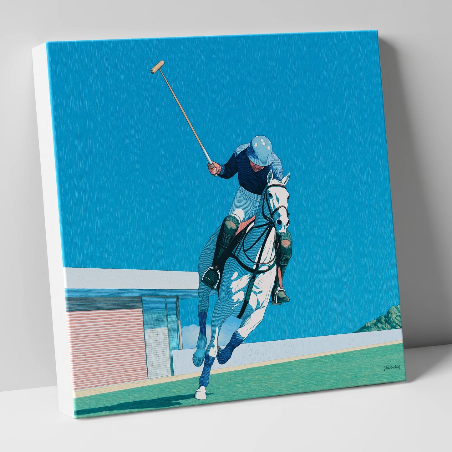 The Azure Chukka polo horse canvas wall art