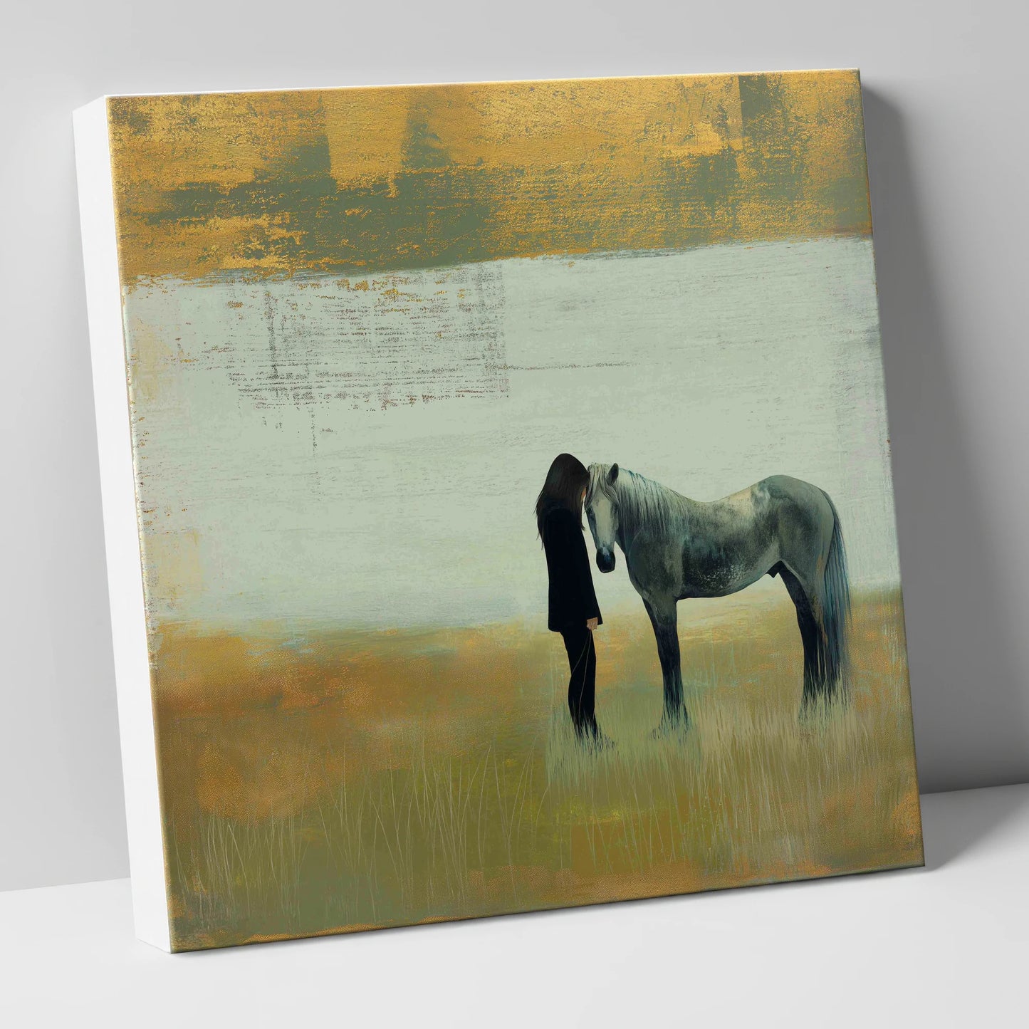 The Quiet Bond horse & rider canvas wall art
