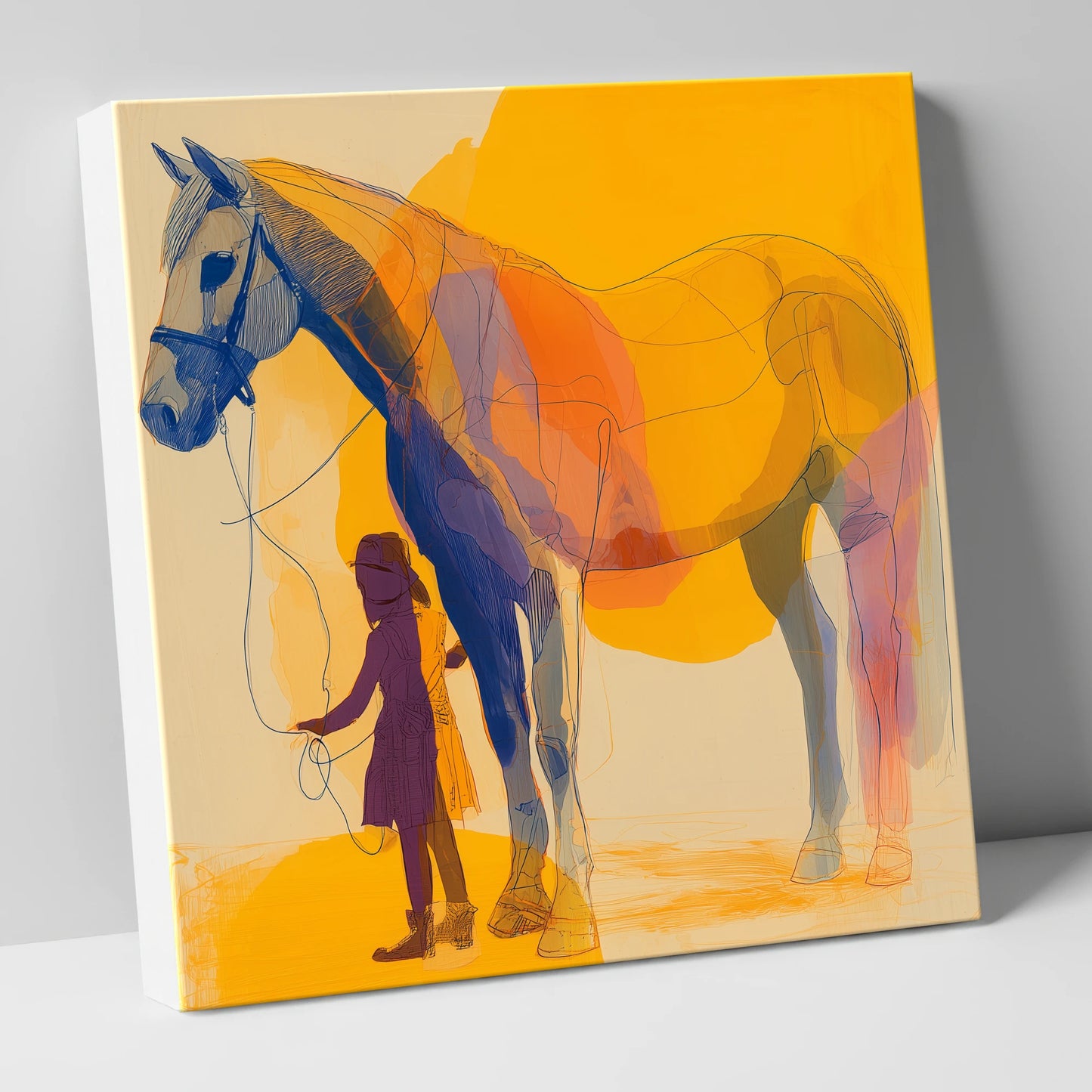 Golden Harmony horse & rider canvas wall art