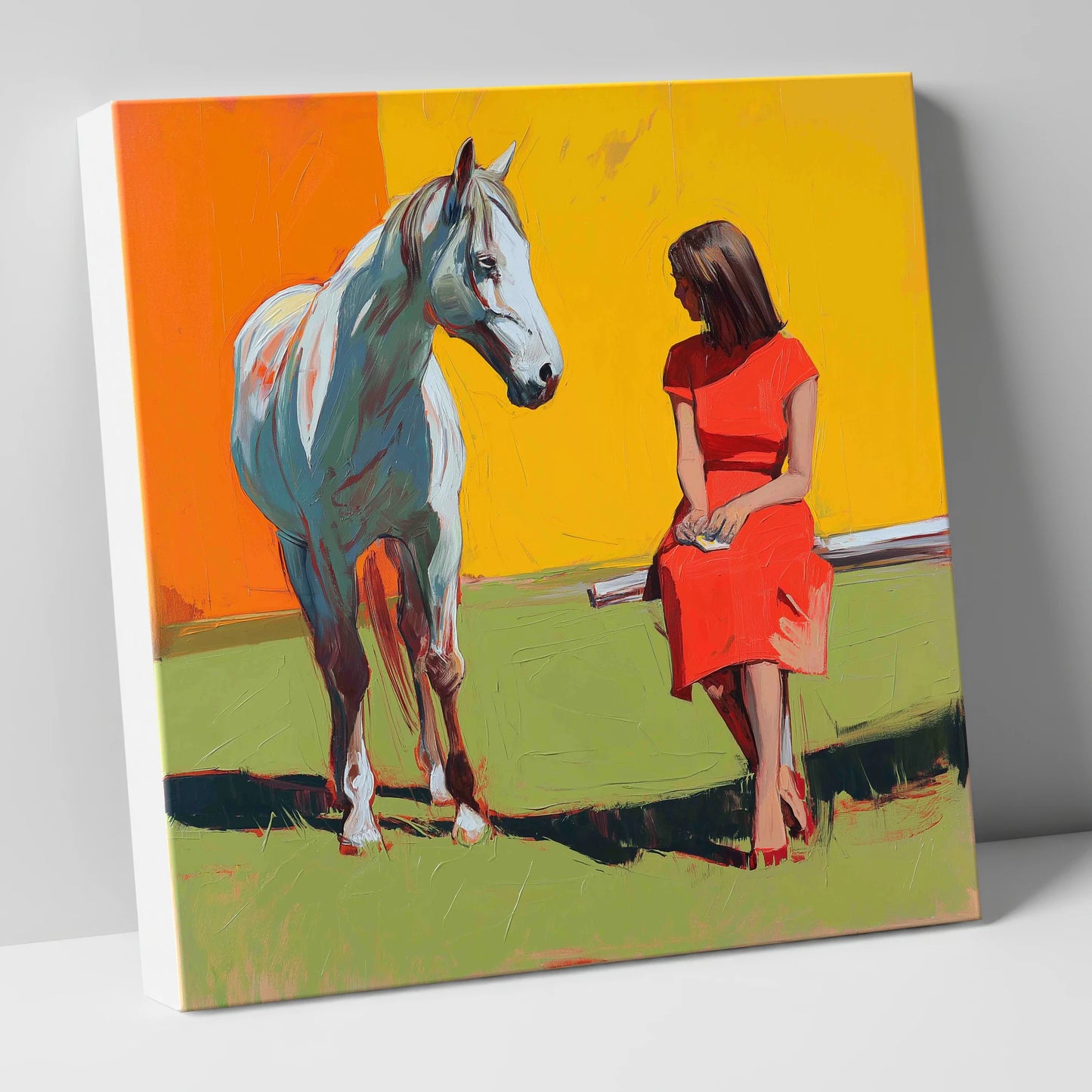 Vibrant Connection horse & rider canvas wall art
