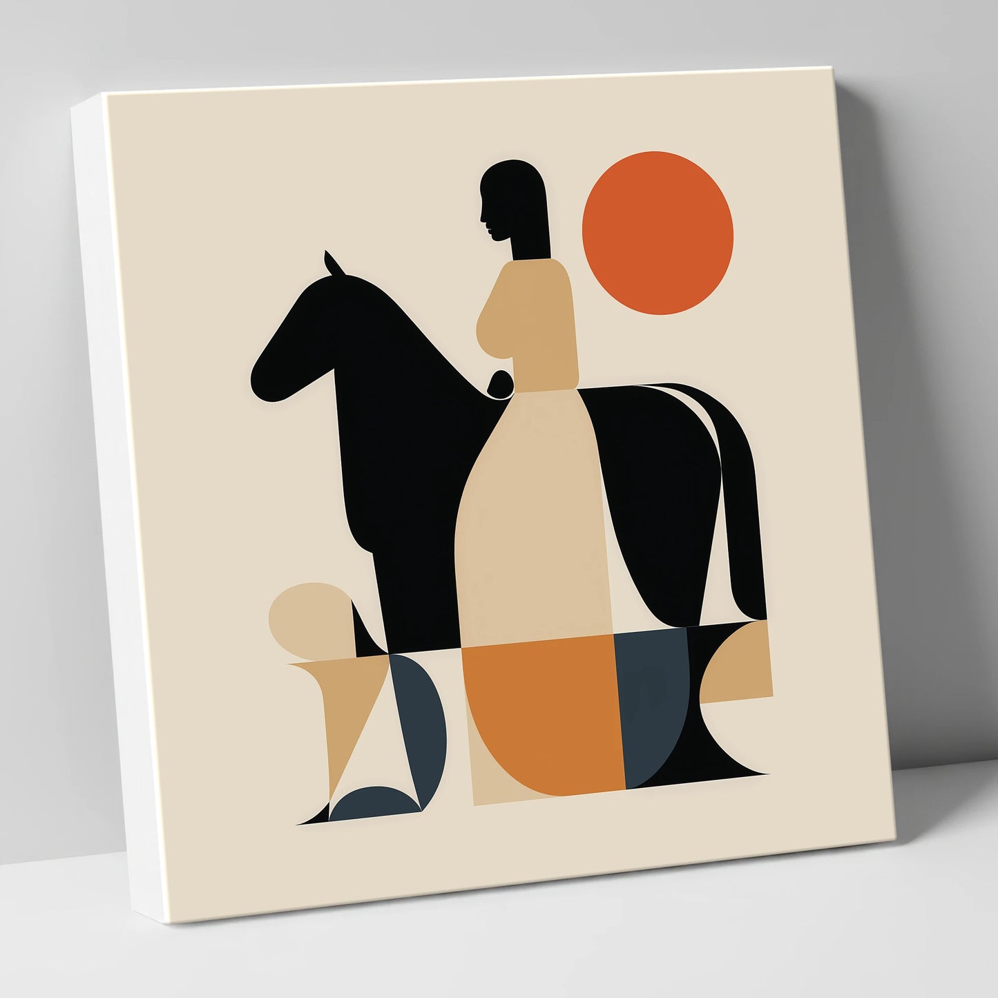 Harmony in Silhouette horse & rider canvas wall art