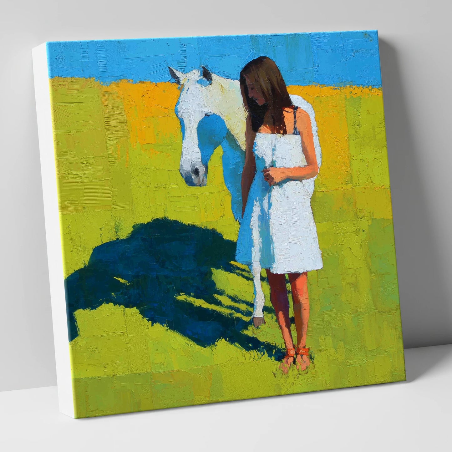 High Summer Shadows horse & rider canvas wall art