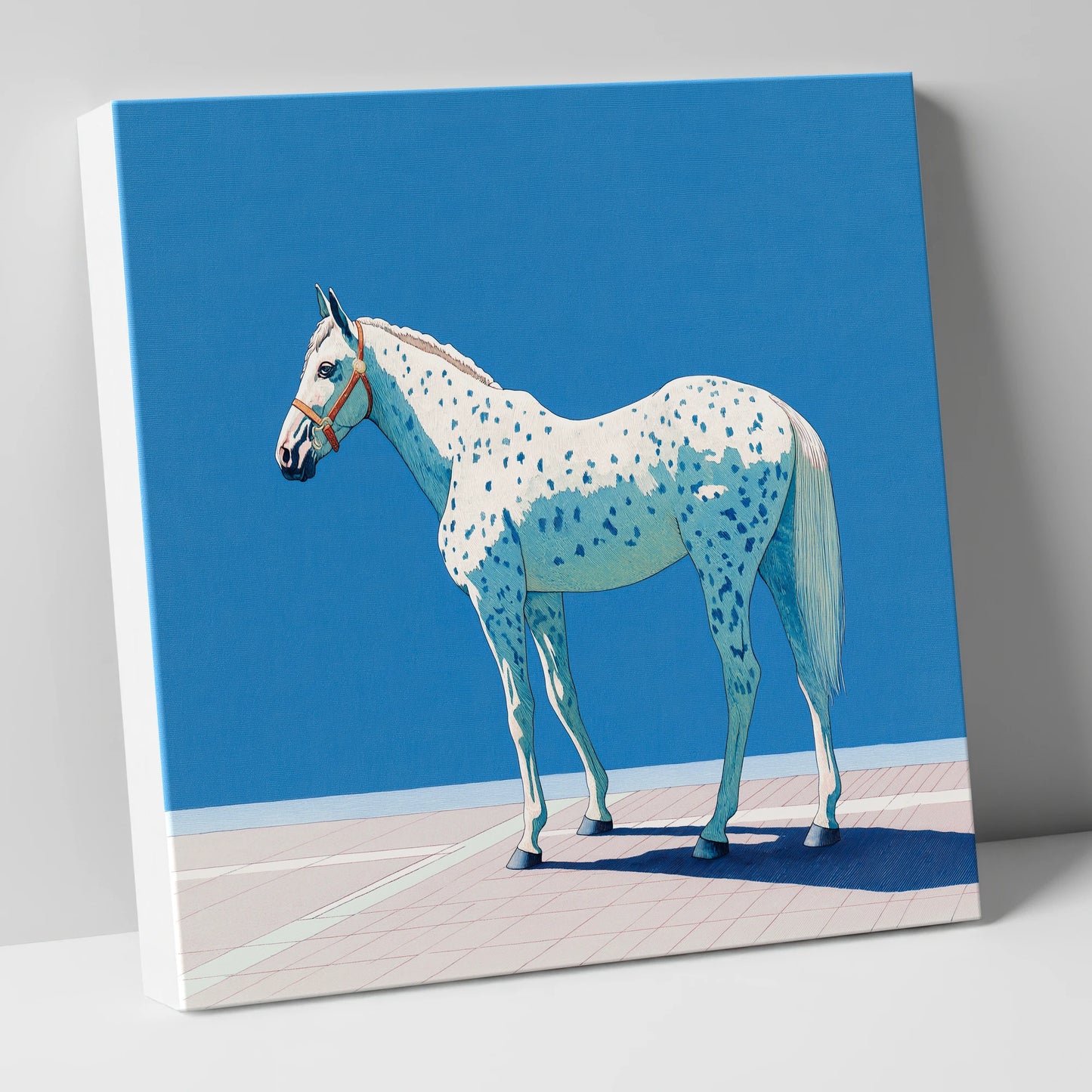 Appaloosa in Cerulean horse breed canvas wall art