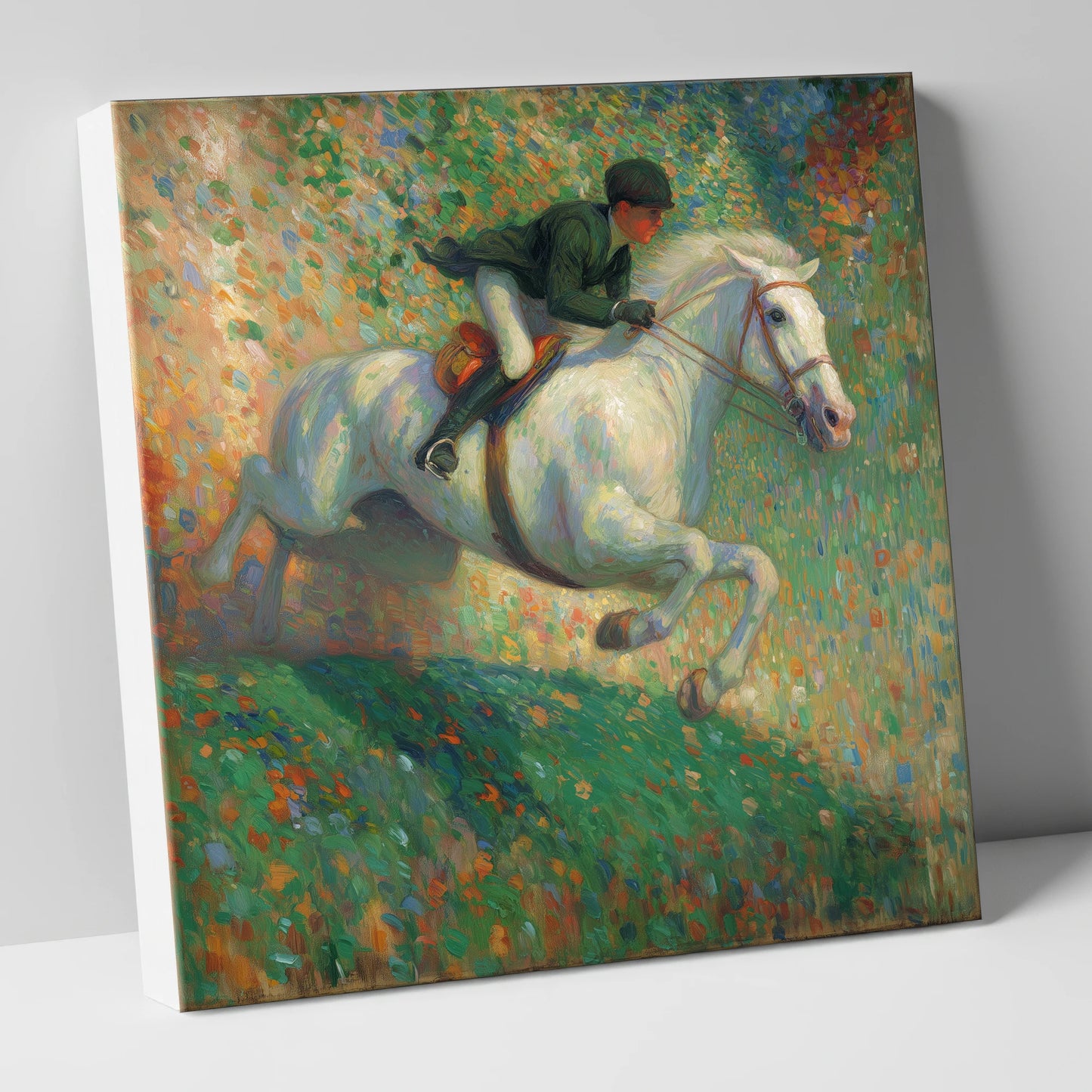 The Painted Leap show jumping horse canvas wall art
