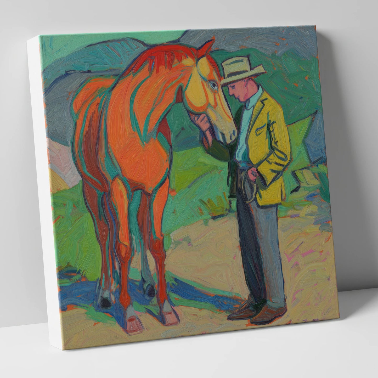 Vibrant Companionship horse & rider canvas wall art