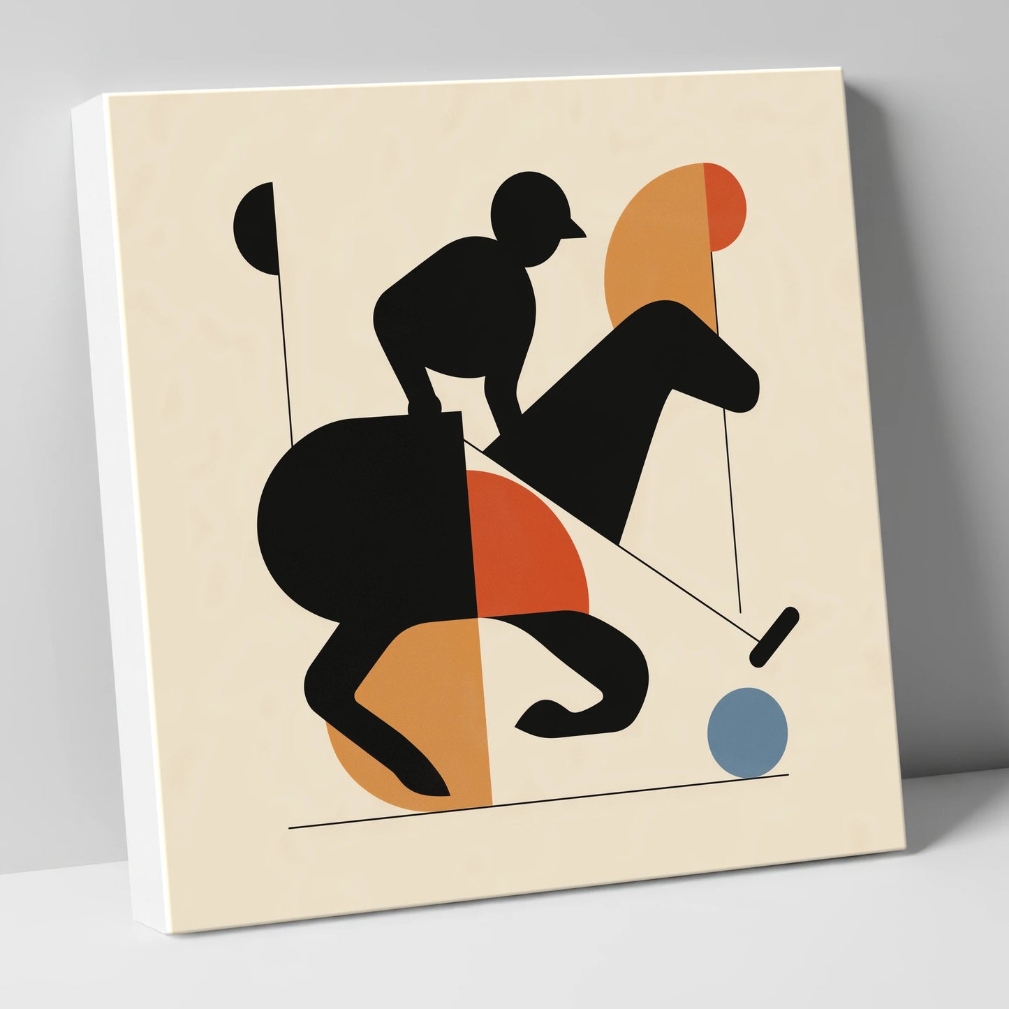 Mid-Century Polo Strike polo horse canvas wall art