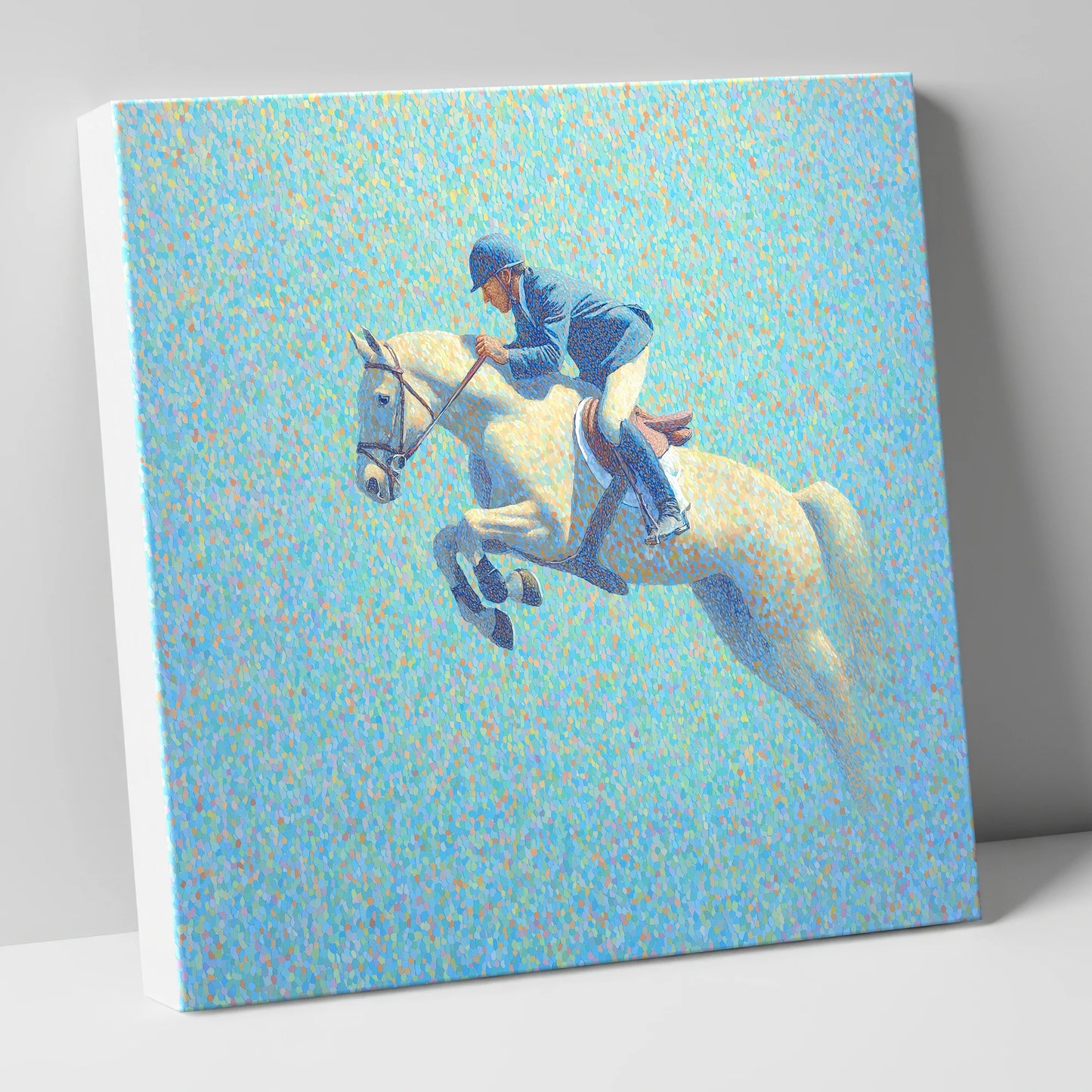 Luminous Flight show jumping horse canvas wall art