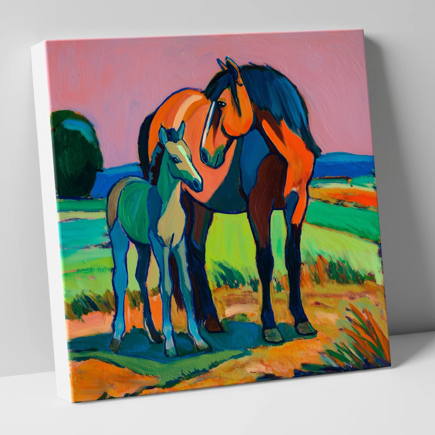 Vivid Bonds mare & foal canvas wall art