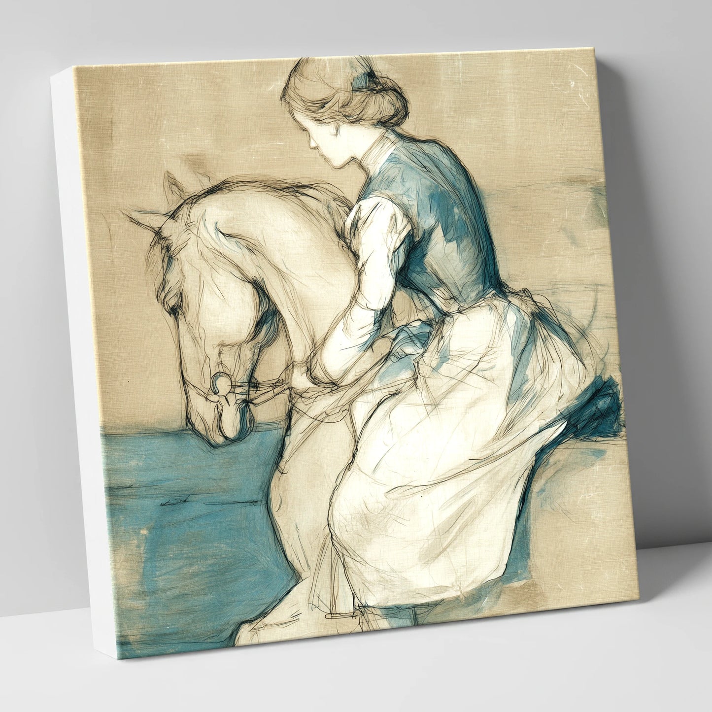 A Quiet Harmony horse & rider canvas wall art