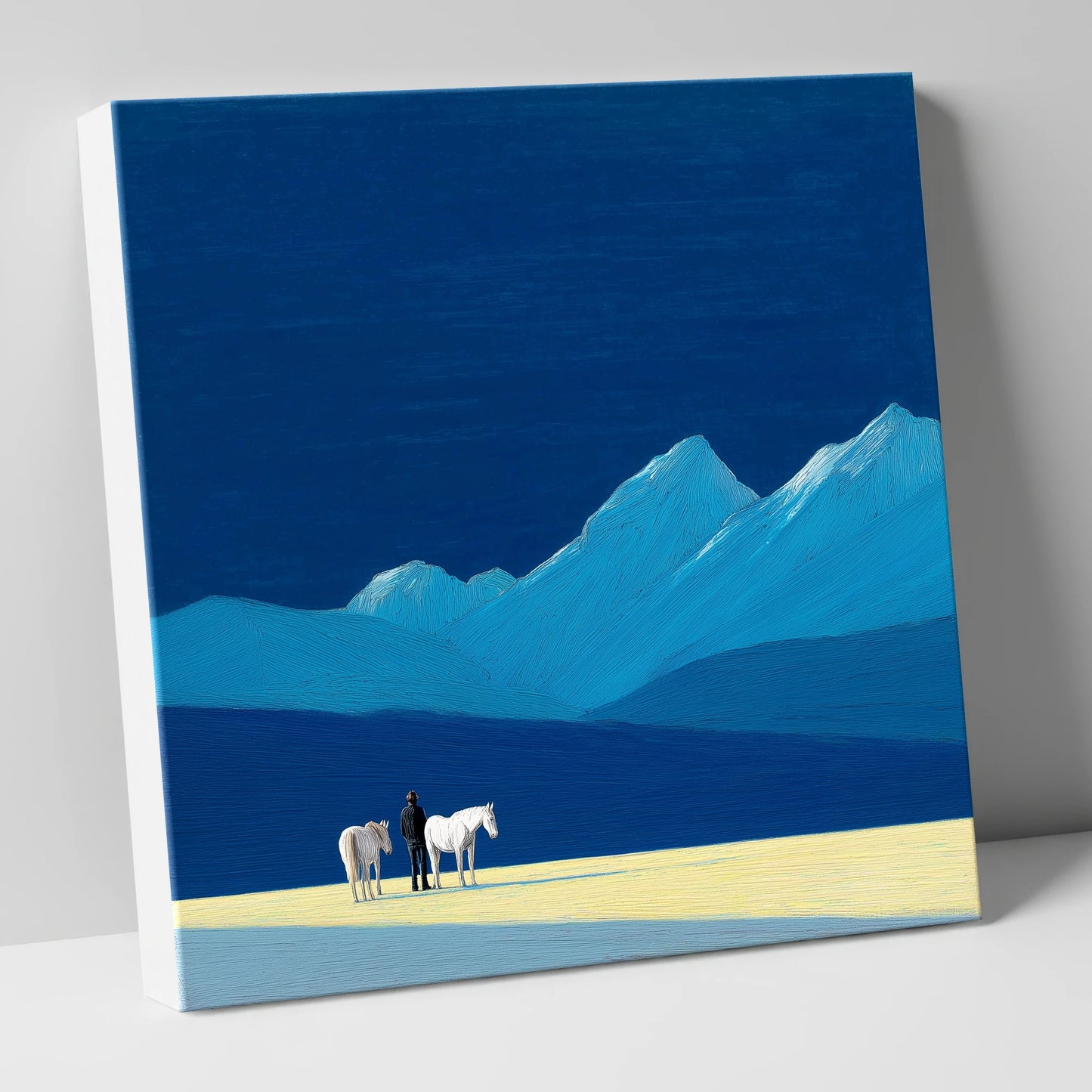 Azure Mountain Solitude horse landscape canvas wall art