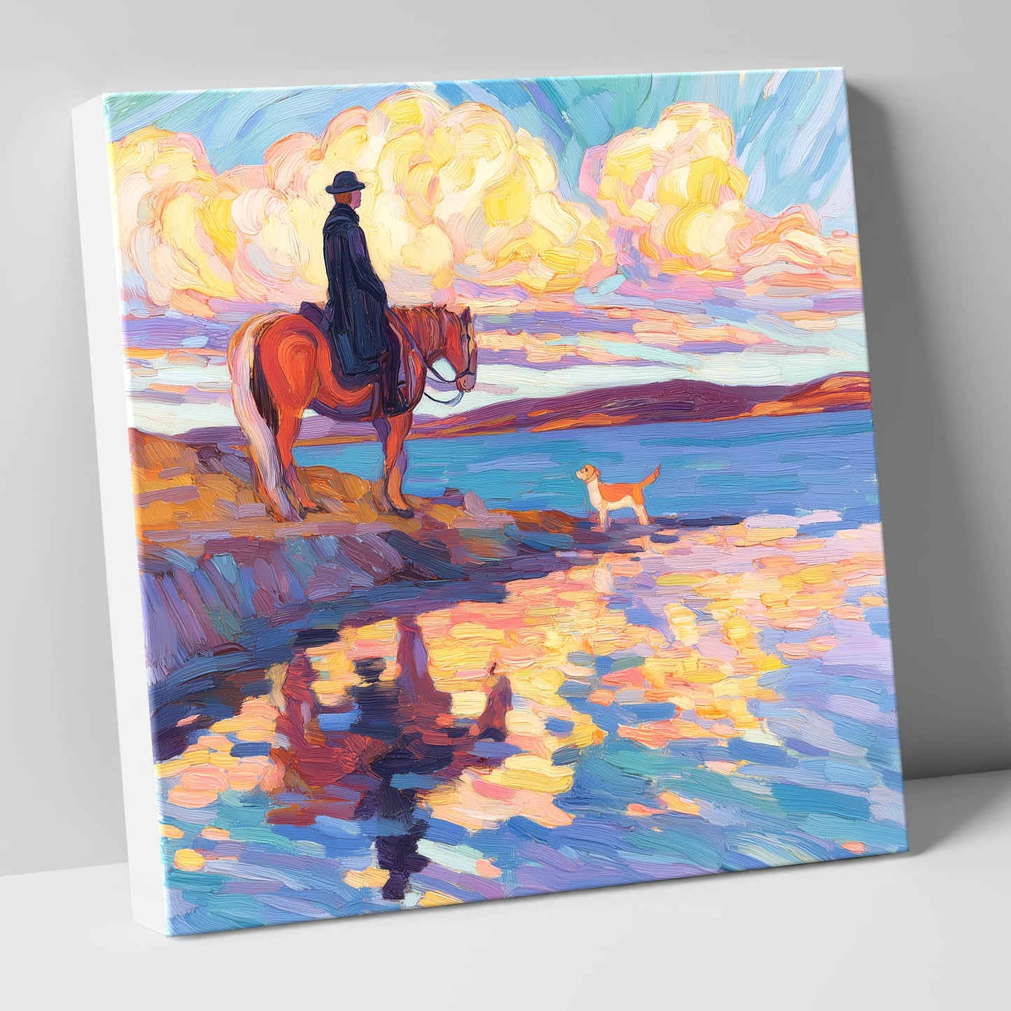 Evening Tide Halt beach horse canvas wall art