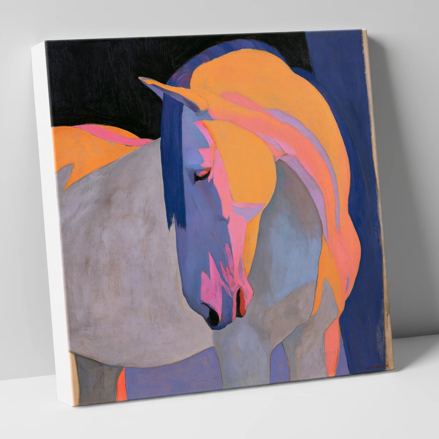 Colourful Painted Grey Horse horse breed canvas wall art