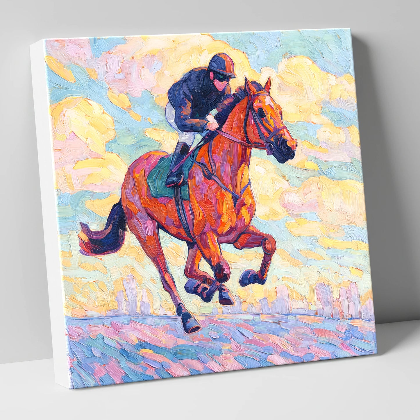 Technicolour Gallop racing horse canvas wall art